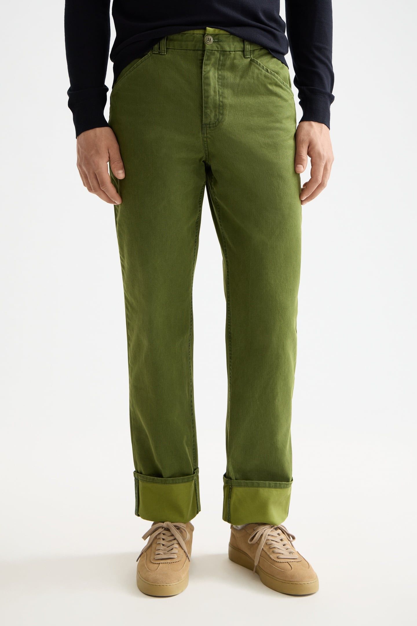 CLARKE- WASHED COTTON-BLEND HERRINGBONE STRAIGHT FIT CHINO C 1