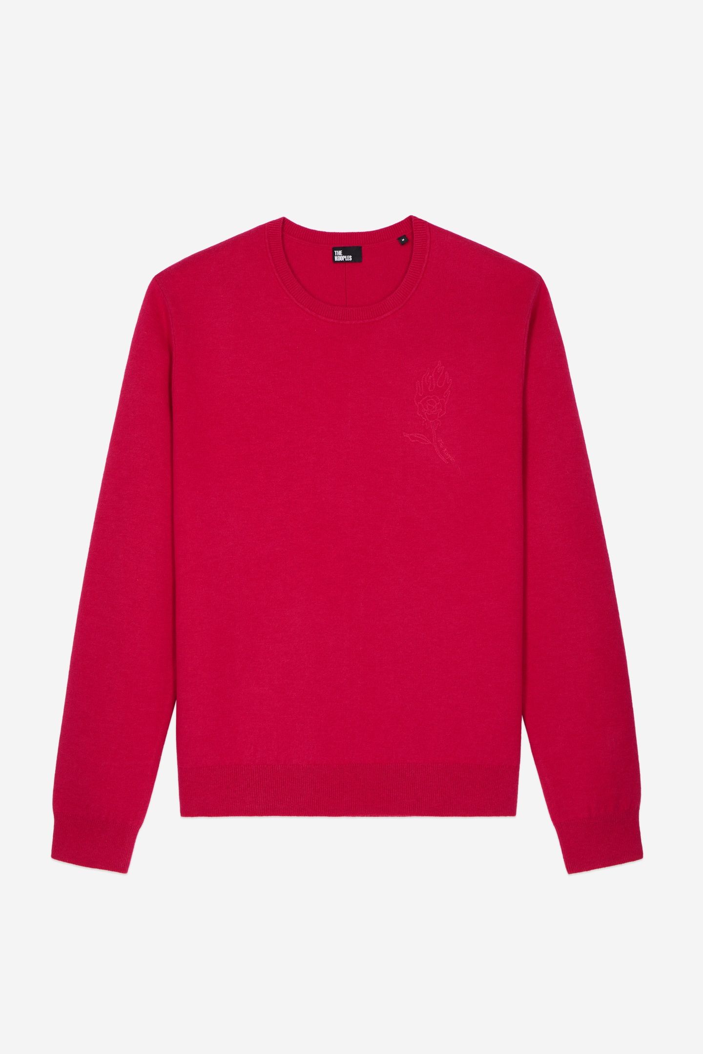 ROUND NECK SWEATER WITH CHEST EMBROIDERY CHERRY 4