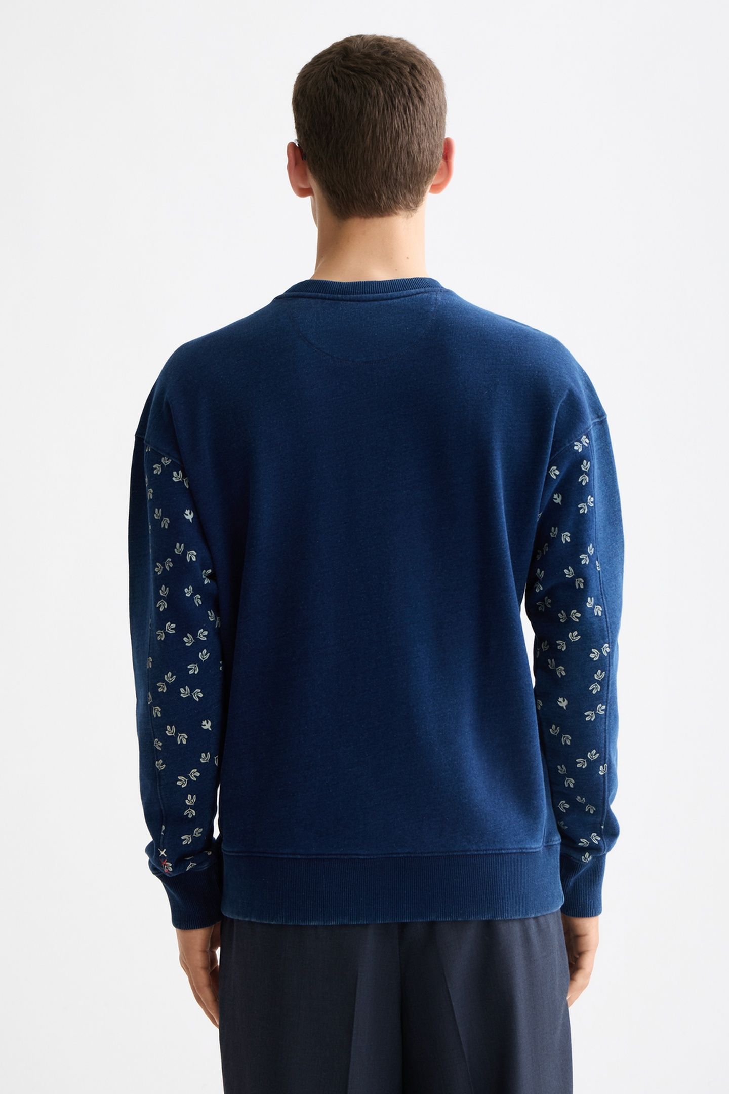 INDIGO CREW NECK SWEAT WITH PRINT DETAILS INDIGO 3