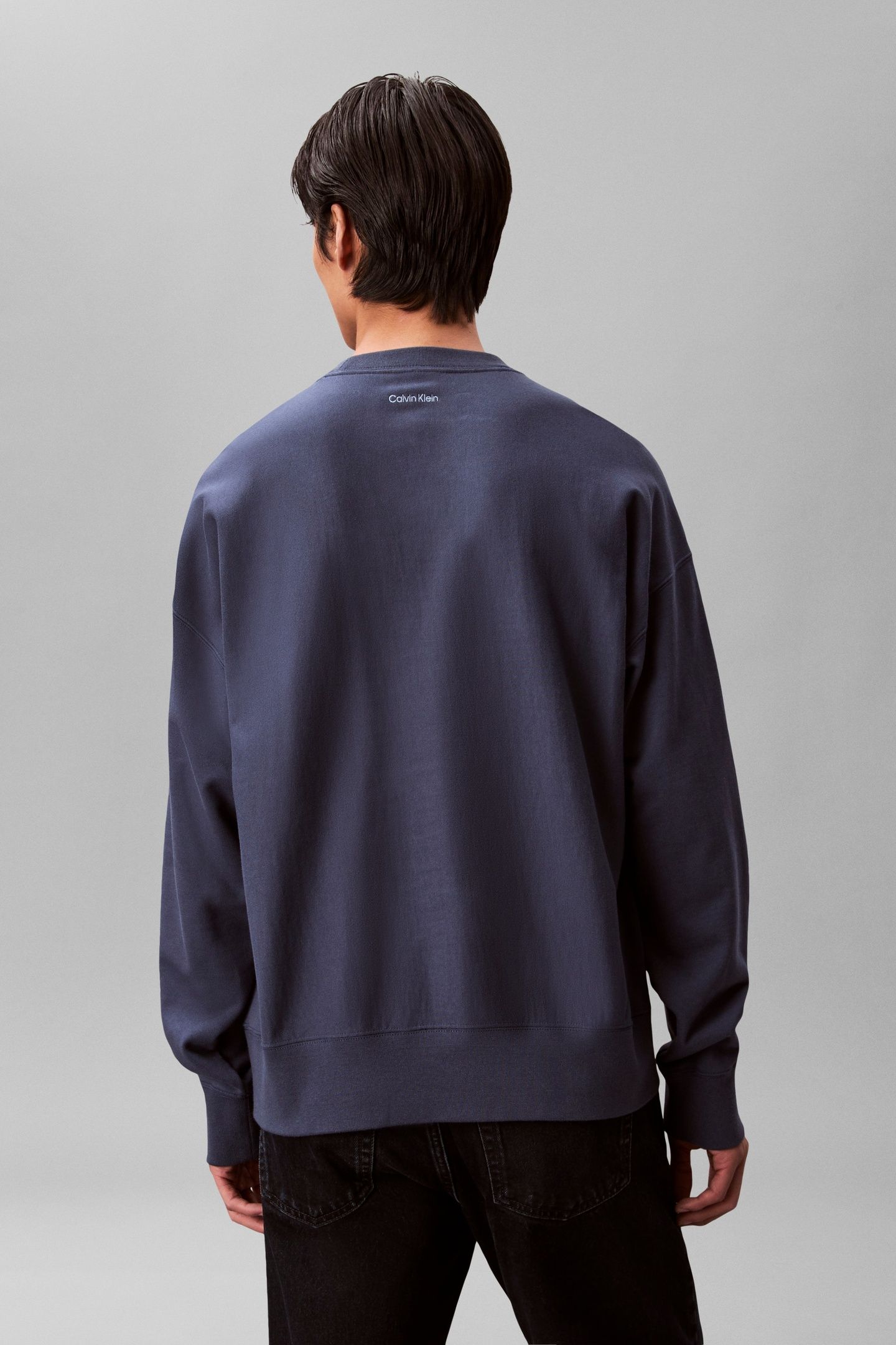 LONG SLEEVE PREMIUM TERRY CALVIN LOGO DARK DENIM 3