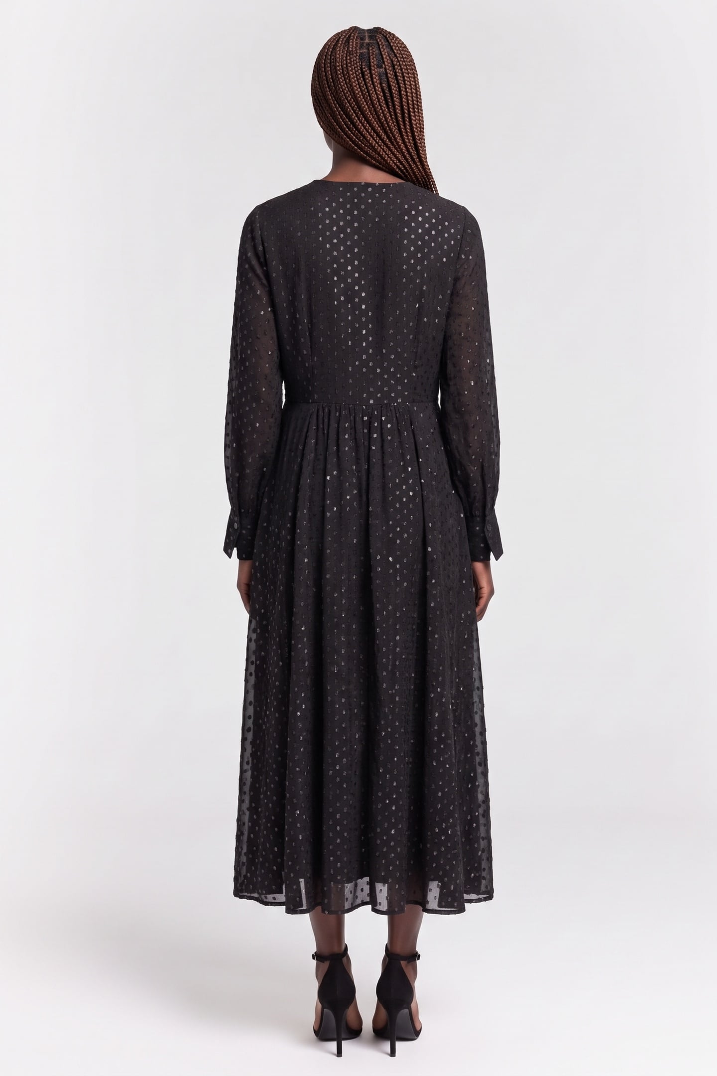 GILI FLOCK DOT DRESS BLACK 2