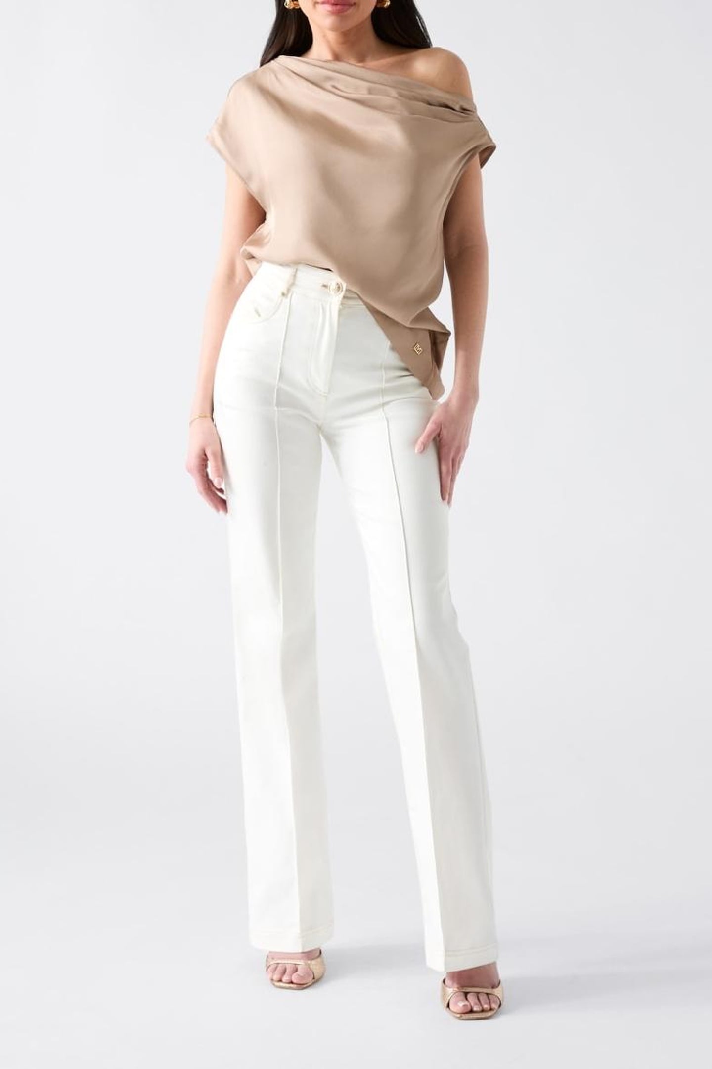 DORIAN DRAPED SS TOP NATURAL ALMOND 1