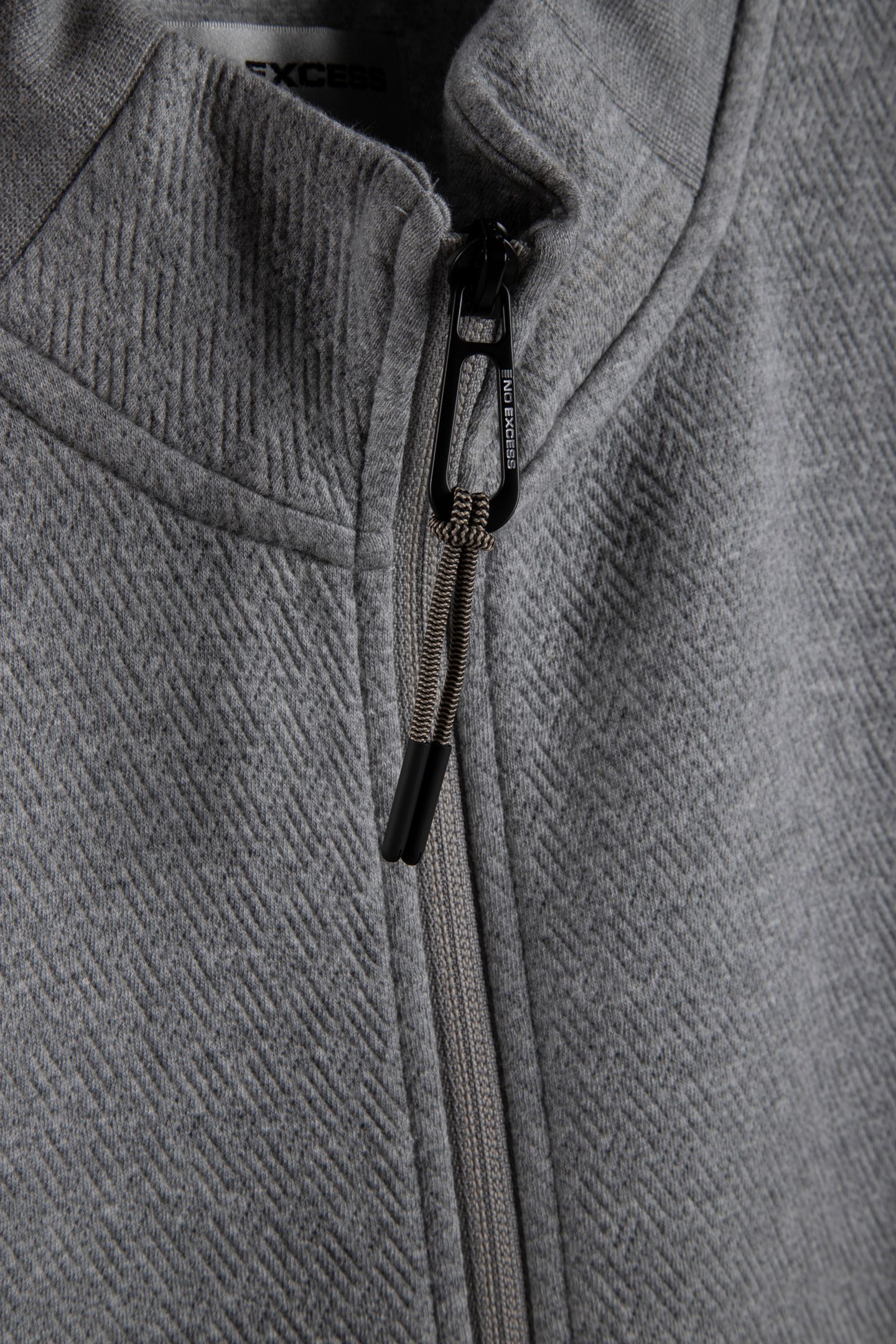 SWEATER FULL ZIP STAND UP-COLLAR RELIEF GREY MELANGE 4