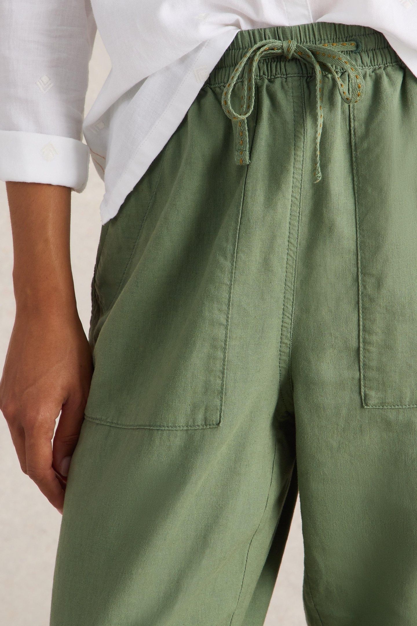 ELLE LINEN BLEND TROUSER MID GREEN 4