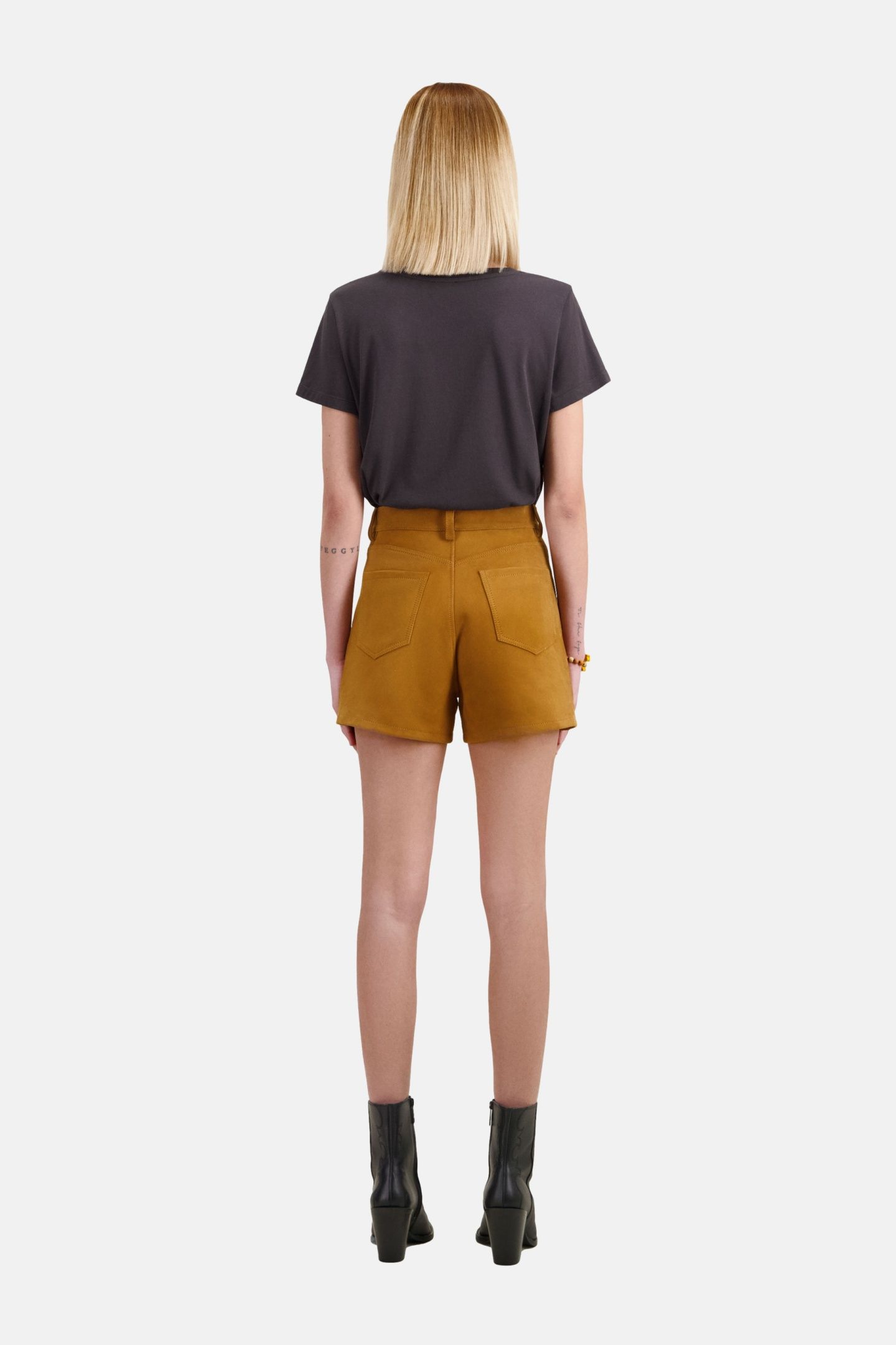 SUEDE LEATHER SHORTS WITH FRINGES CAMEL 3