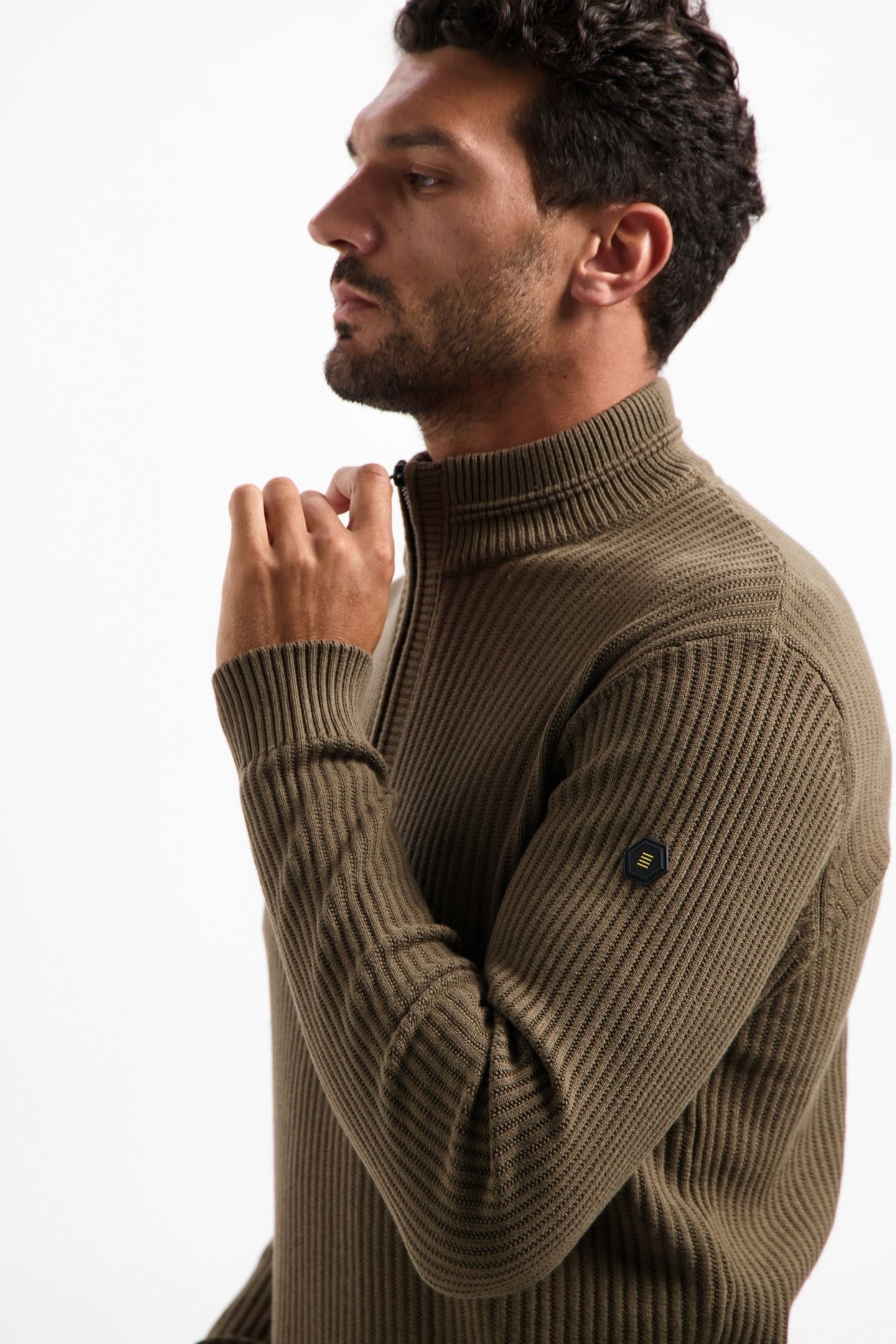 PULLOVER HALF ZIP RIB VARIATION TAUPE 4