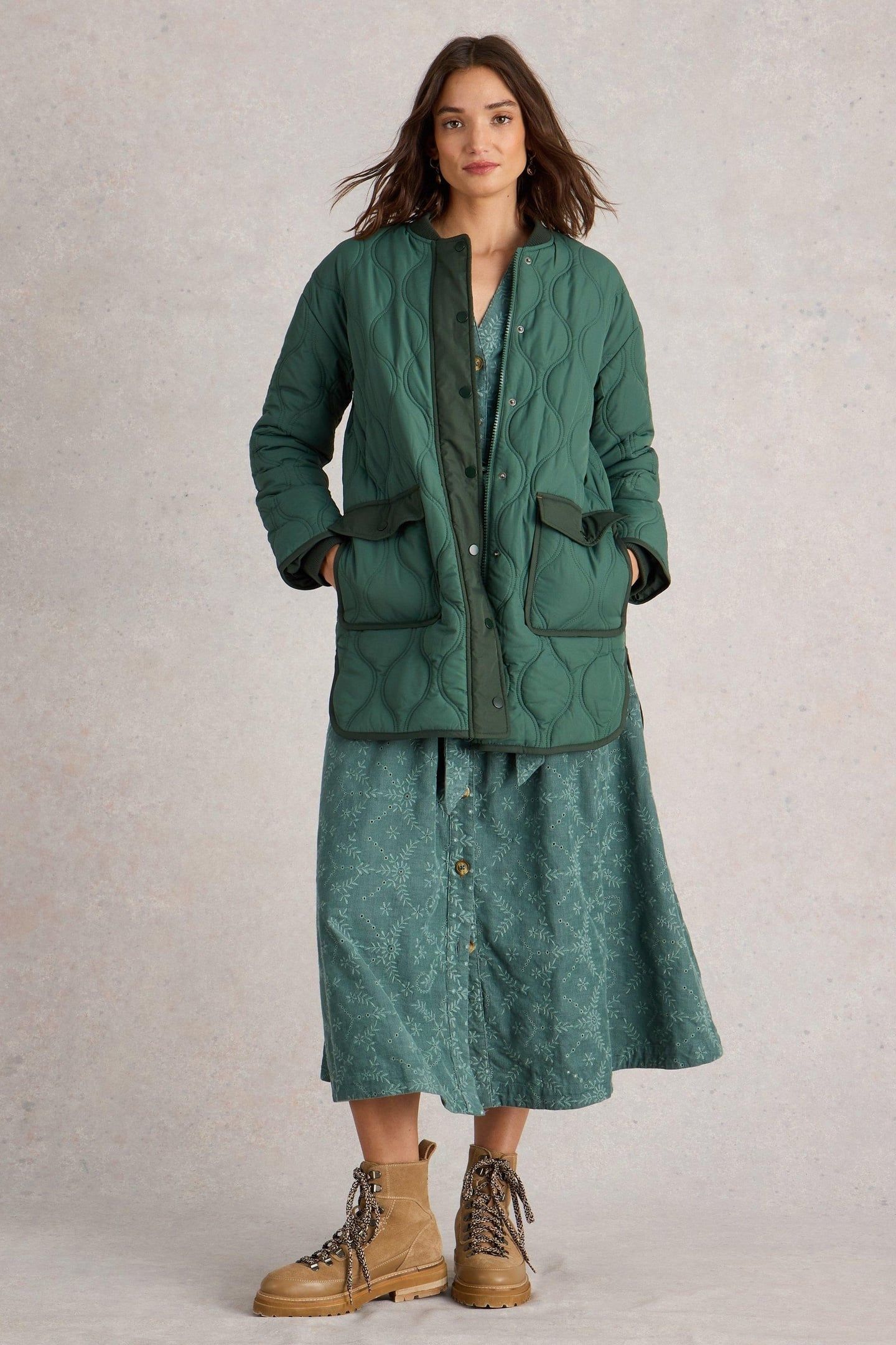 RAYA QUILTED COAT DARK GREEN 1