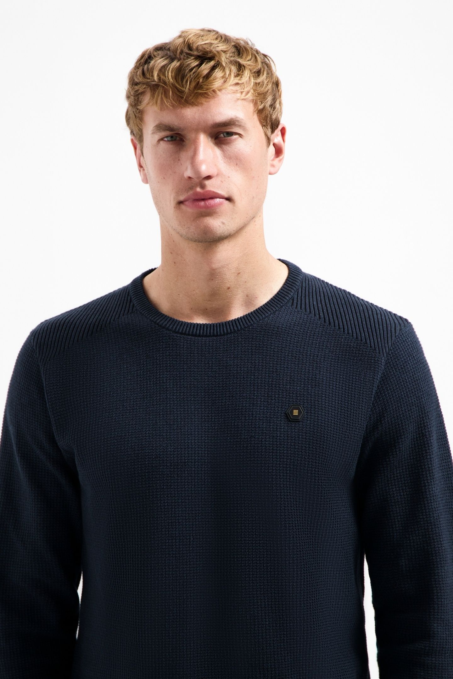 PULLOVER CREWNECK PLATED STRUCTURE KNIT NIGHT 2