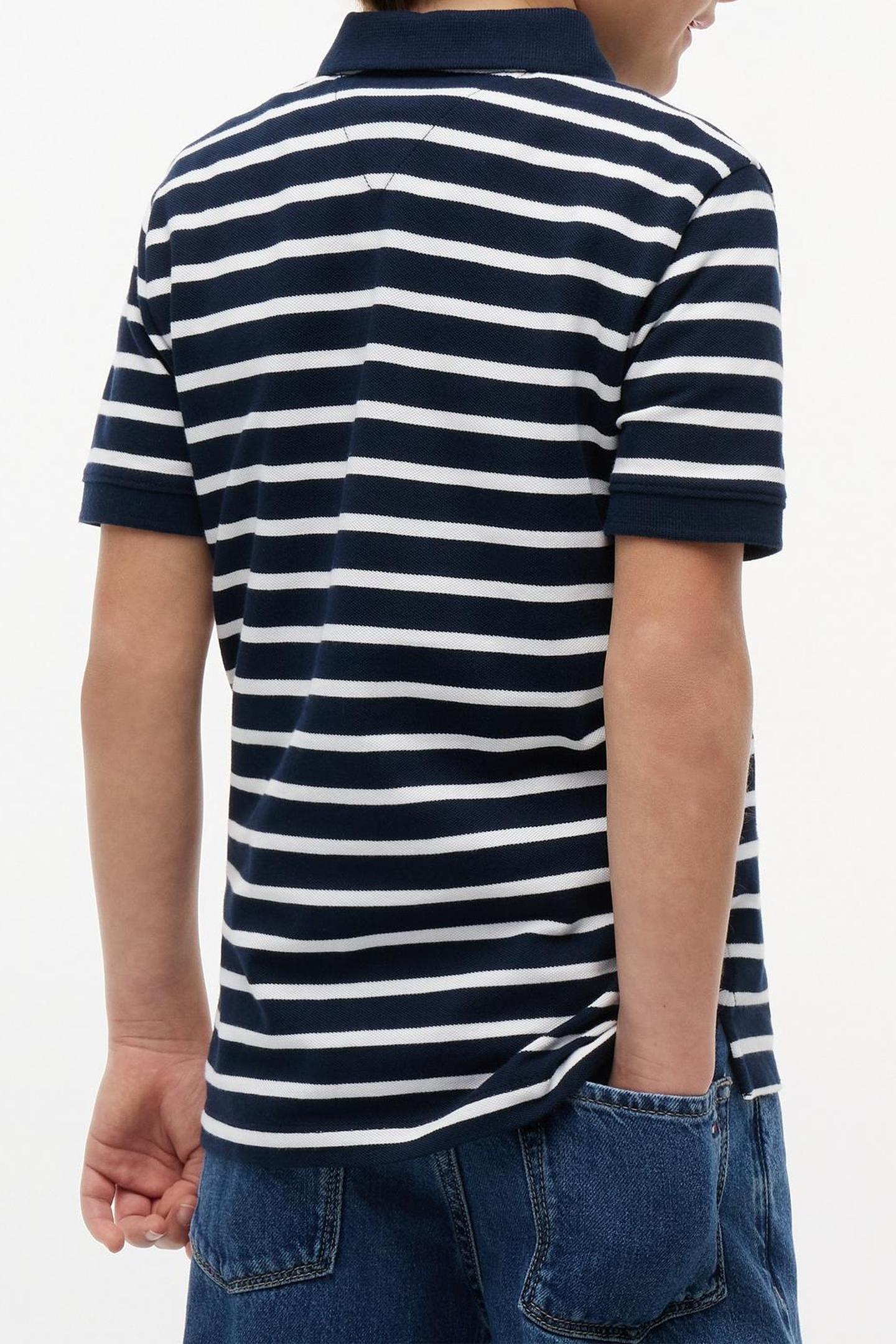 BOYS FLAG POLO SS NAVY STRIPE 3