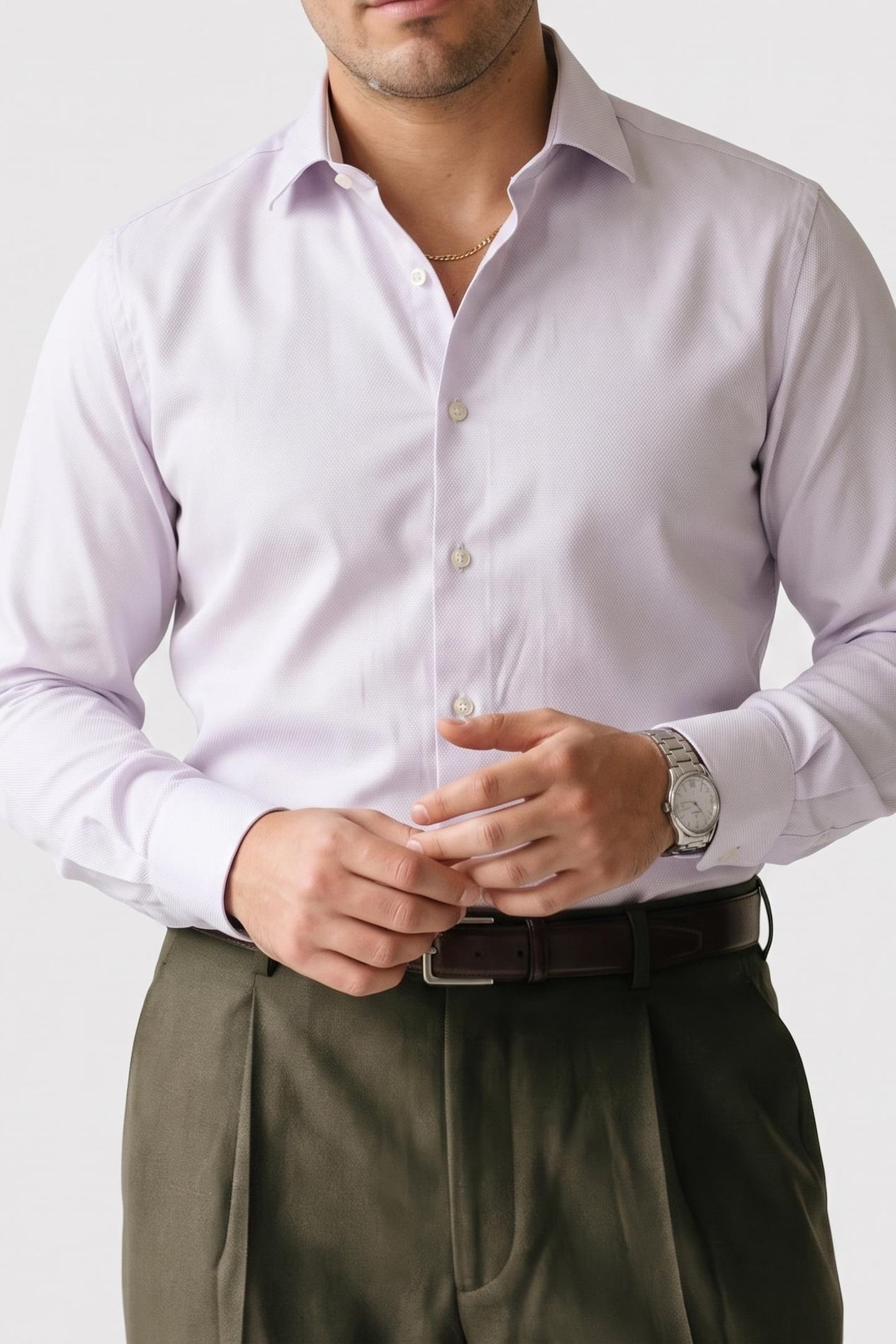 SLIM COLLAR SHIRT LIGHT TAN 1
