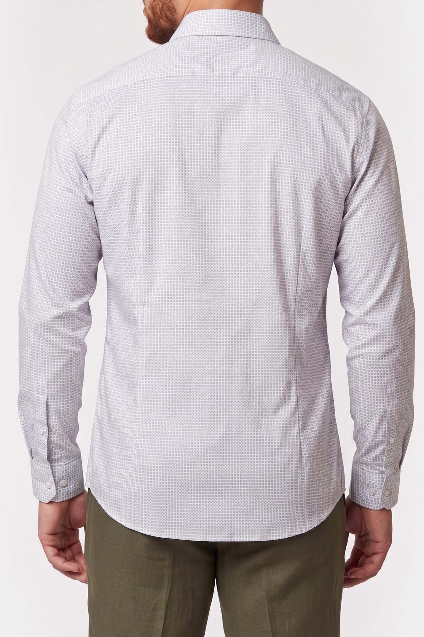 SLIM ESSENTIAL POPLIN SHIRT GREY MULTI 2