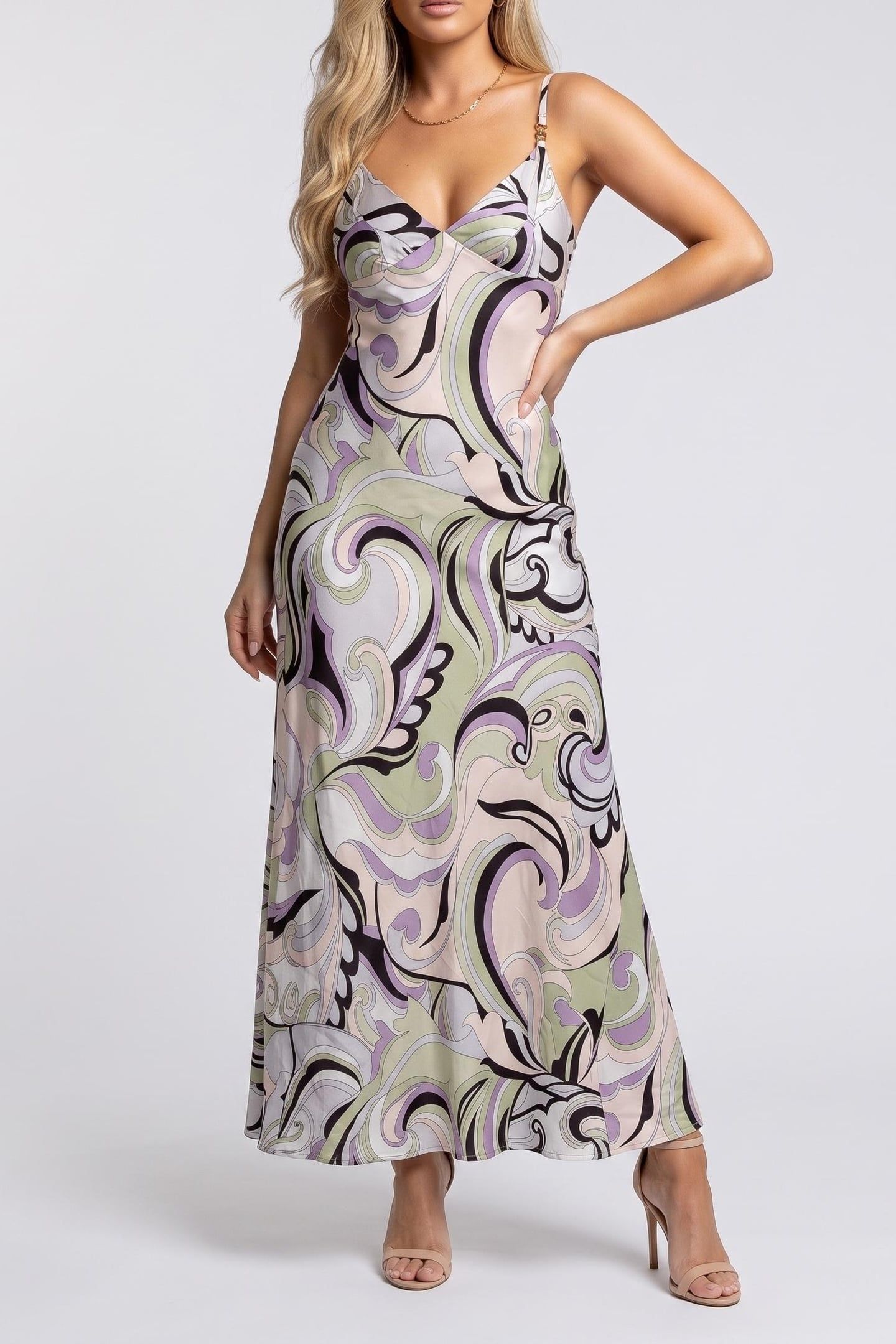 RAVEN LONG SLIP DRESS GROOVY BLOOM 1