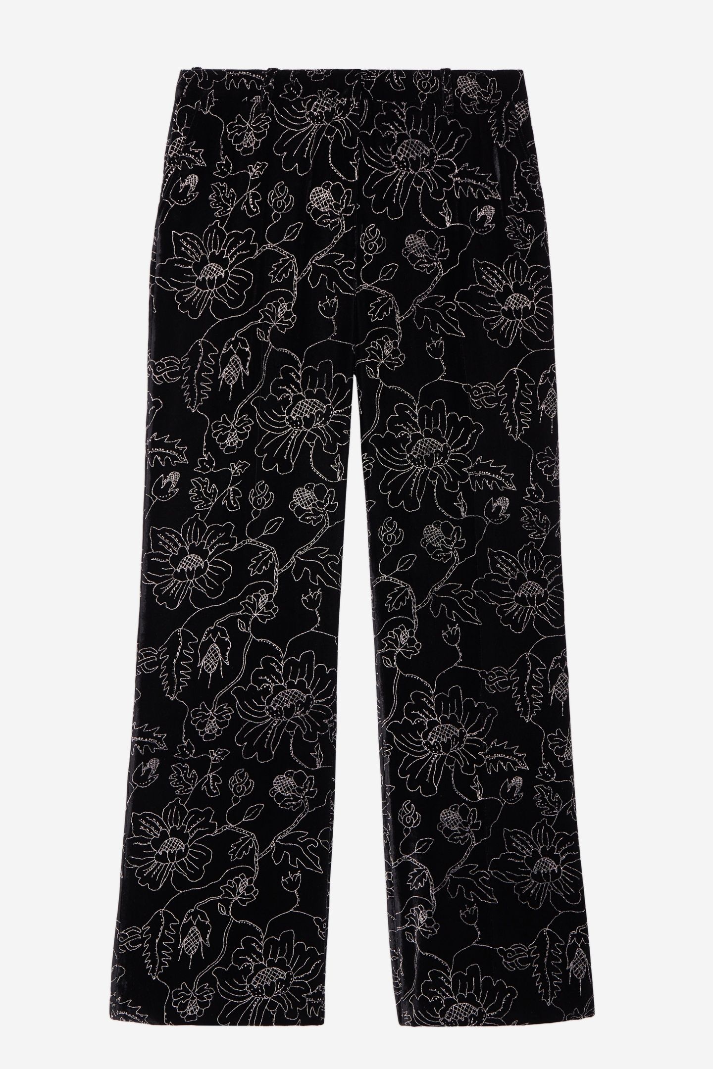 HIGH-WAIST VELVET SUIT TROUSERS WITH GLITTER BLACK 4