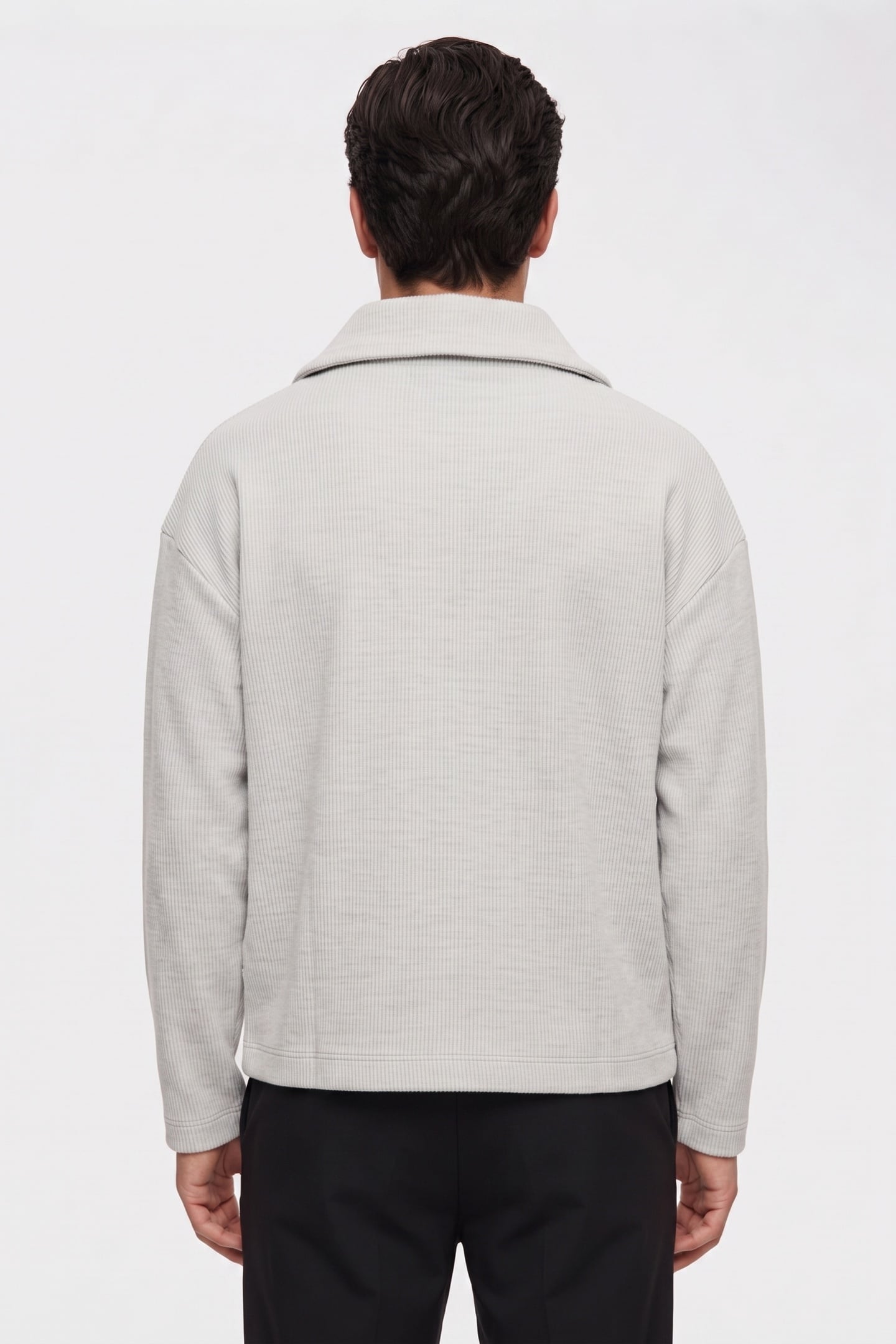 LS BRUSHED RIB QUARTER ZIP CHALK 2