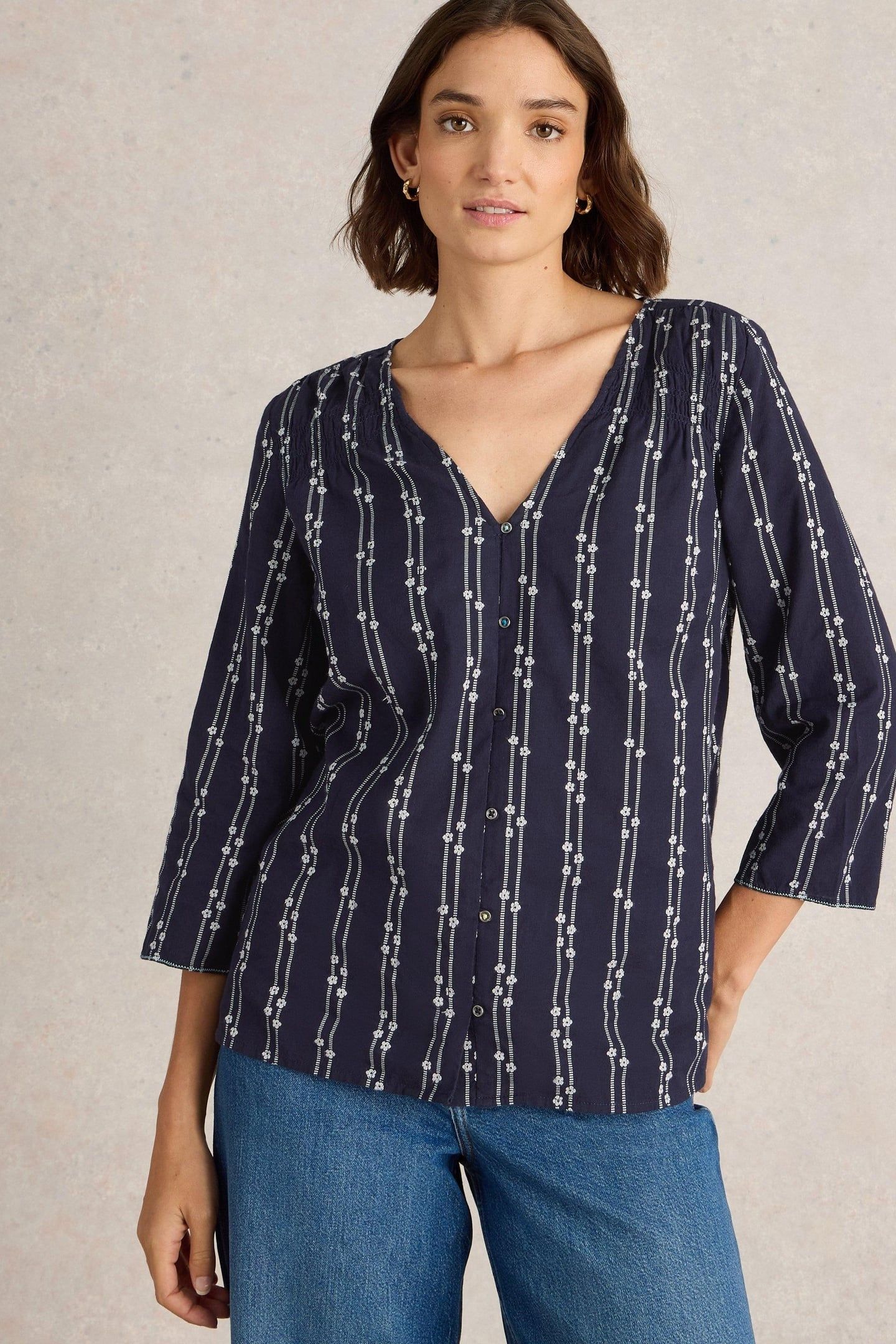 RAE ORGANIC COTTON TOP NAVY MULTI 2