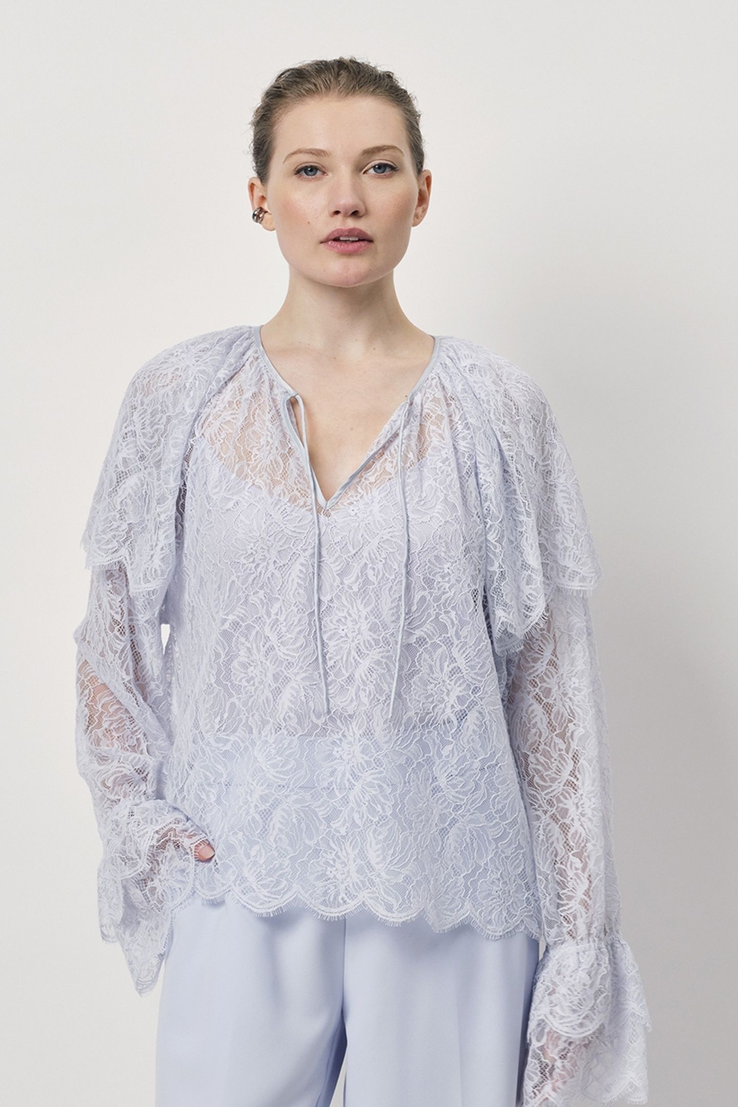 ZILAN BOHO DETAILED LACE TOP CRYSTAL BLUE 2