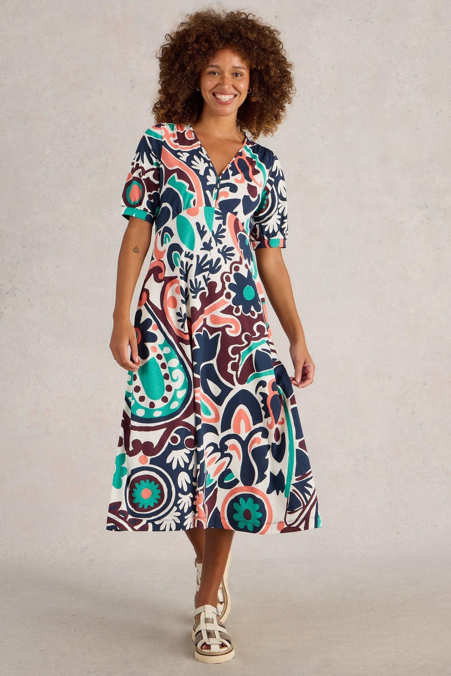 MEGAN JERSEY DRESS BLACK MULTI 2