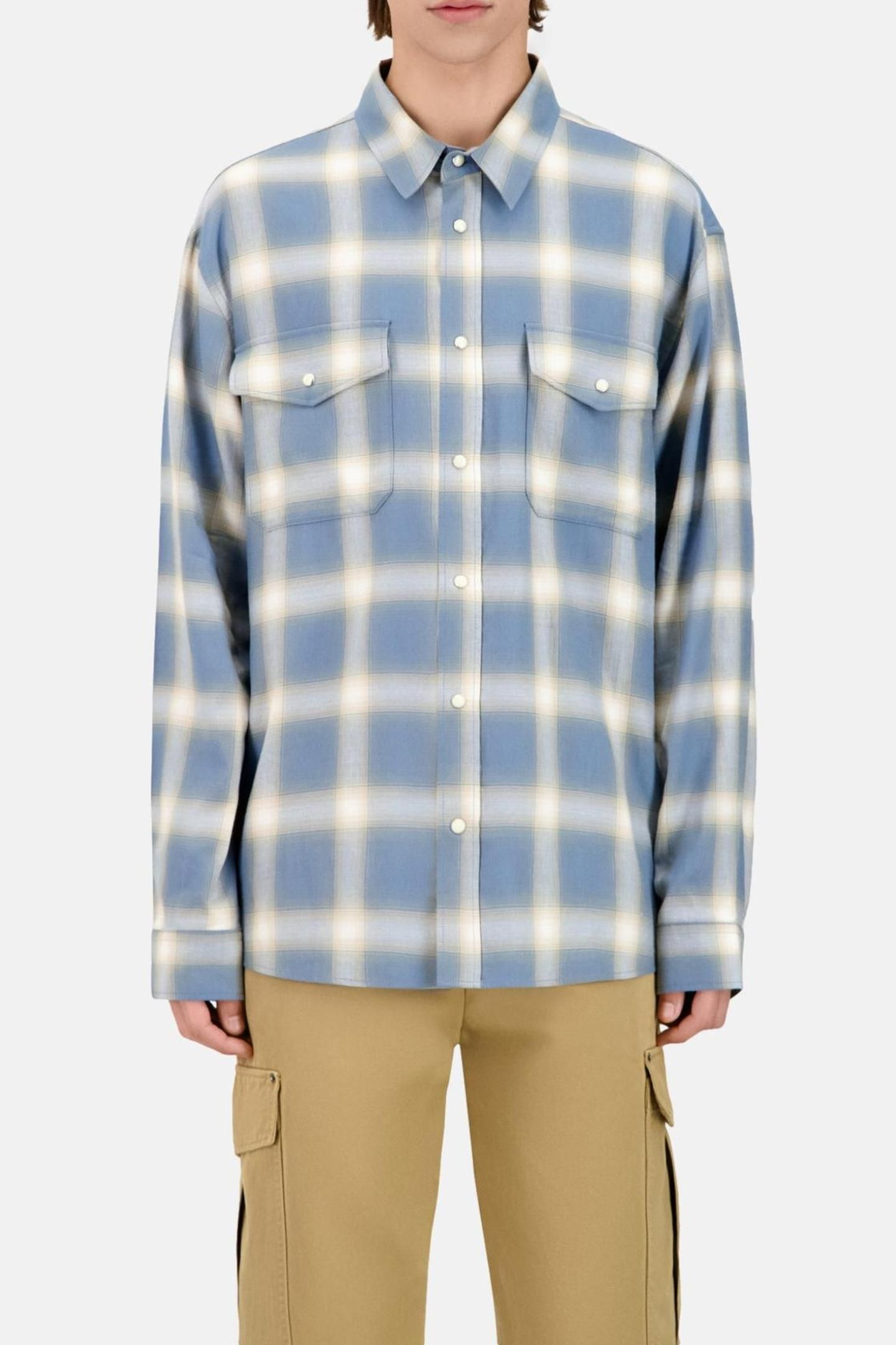LONG-SLEEVED CHECKED SHIRT BLUE GREY 3