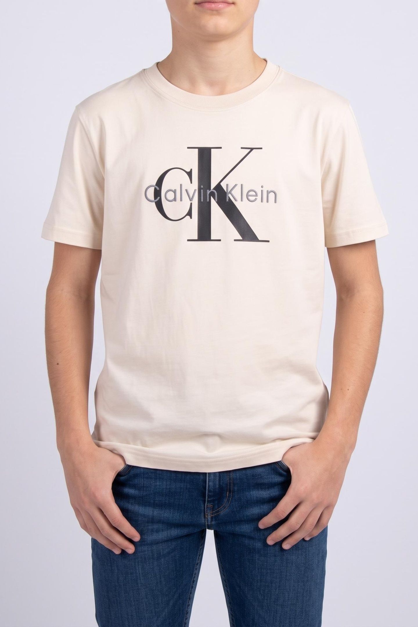 BOYS LIGHT MONOLOGO S/S T-SHIRT WHITECAP GRAY 1