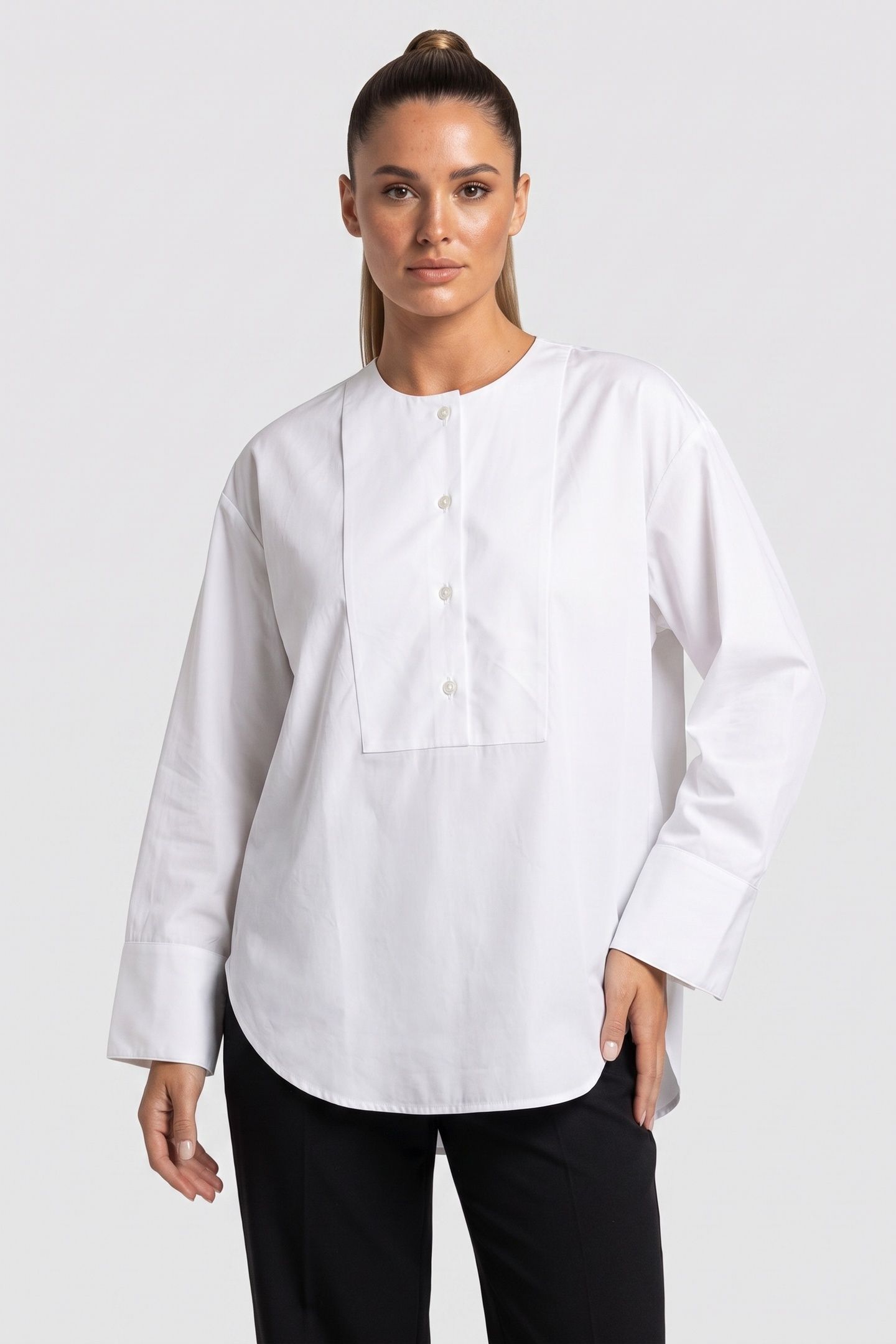 ISOBEL BIB BLOUSE POPLIN WHITE 1