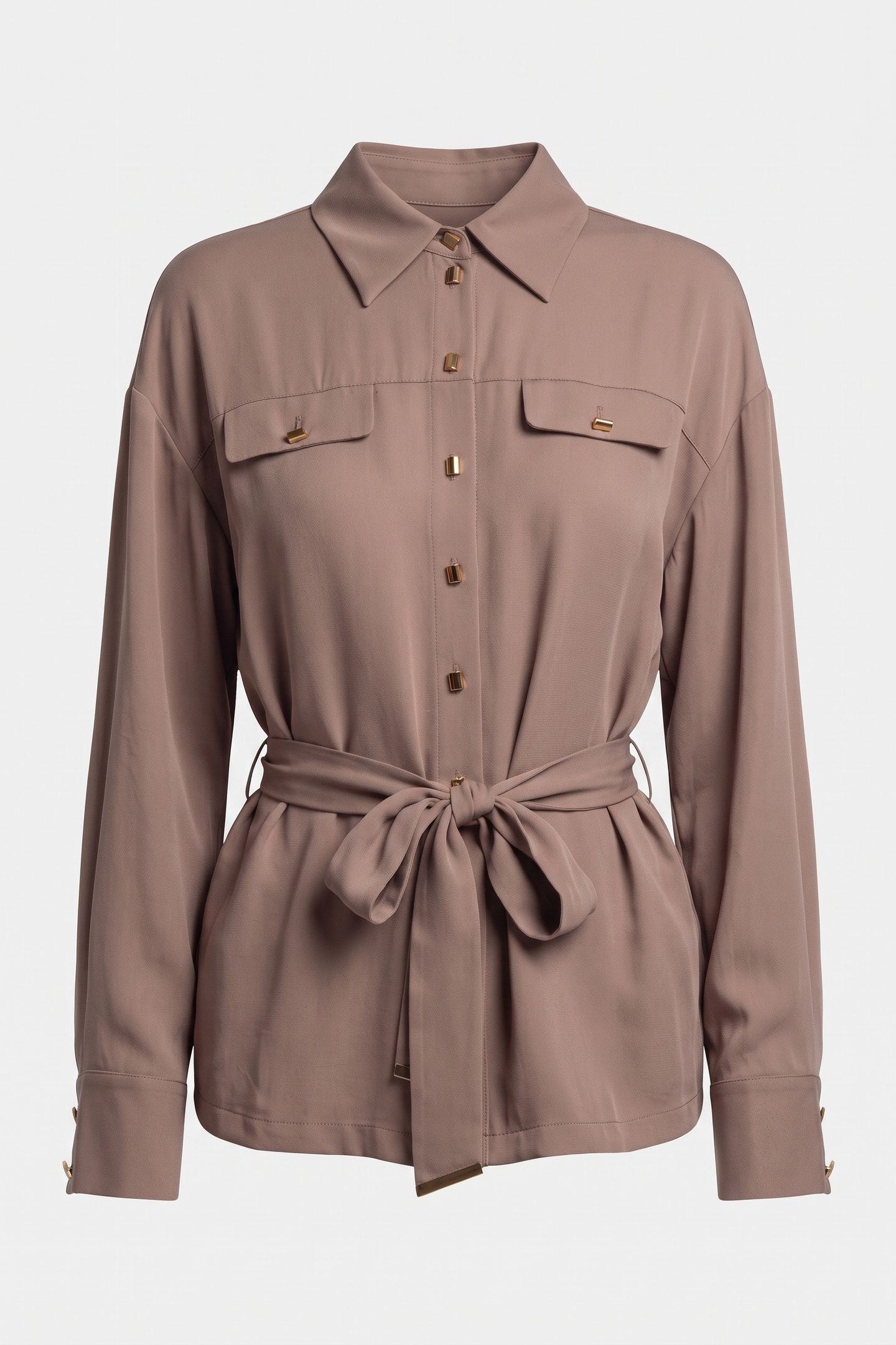 ANITA BELTED SHIRT BUFF TAUPE 3
