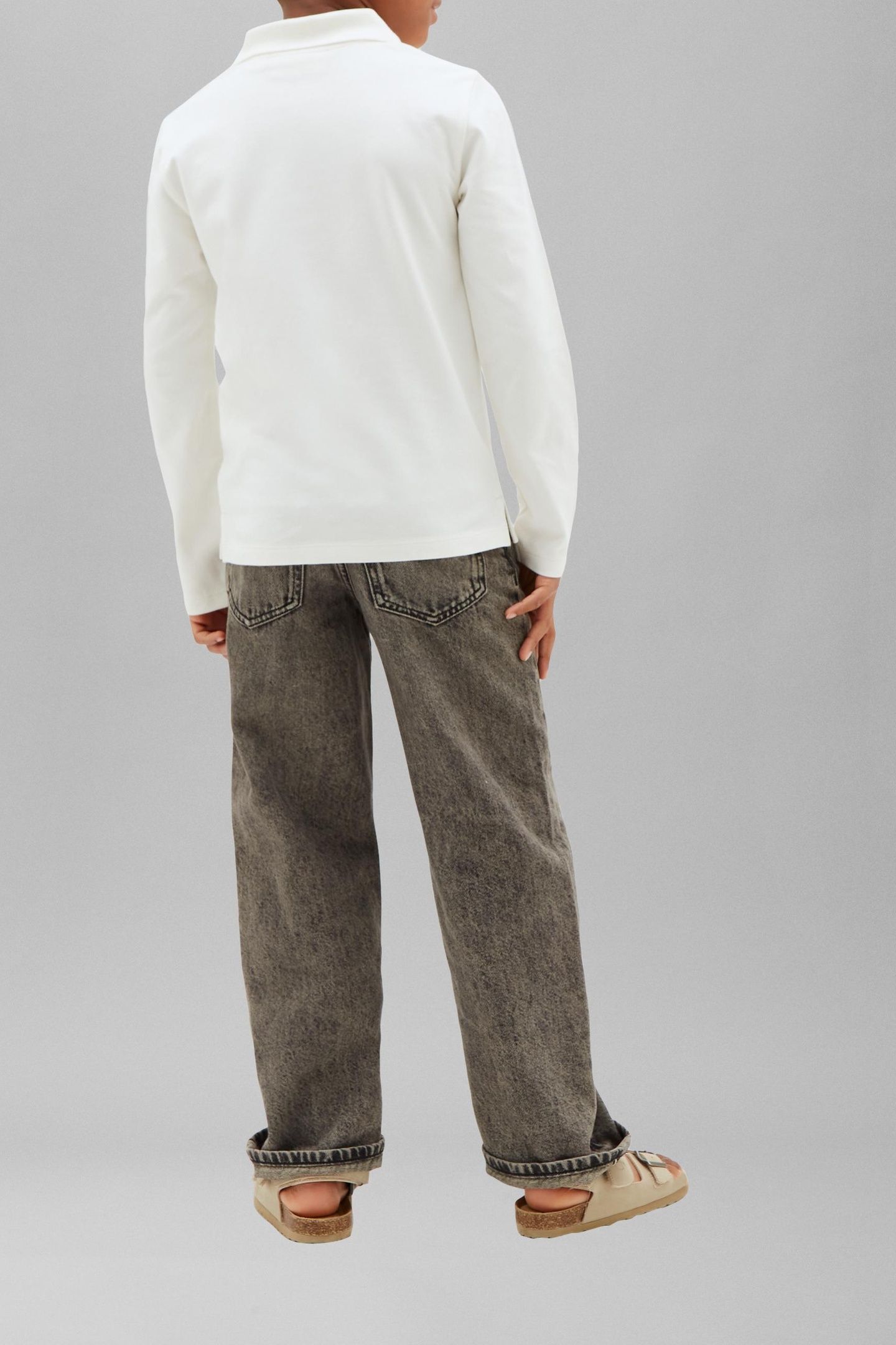 BOYS SOLID PIQUE POLO LONG SLEEVE TOFU 3
