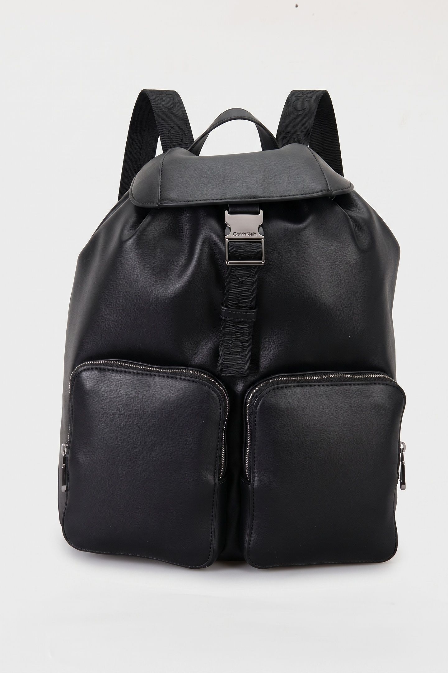 WEBBING STRAP FLAP BAG BLACK/SHINY NICKEL 2