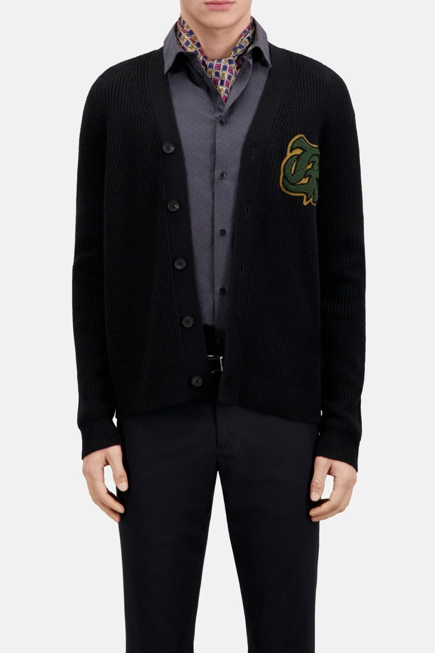 CARDIGAN WITH LOGO PATCH BLACK 1