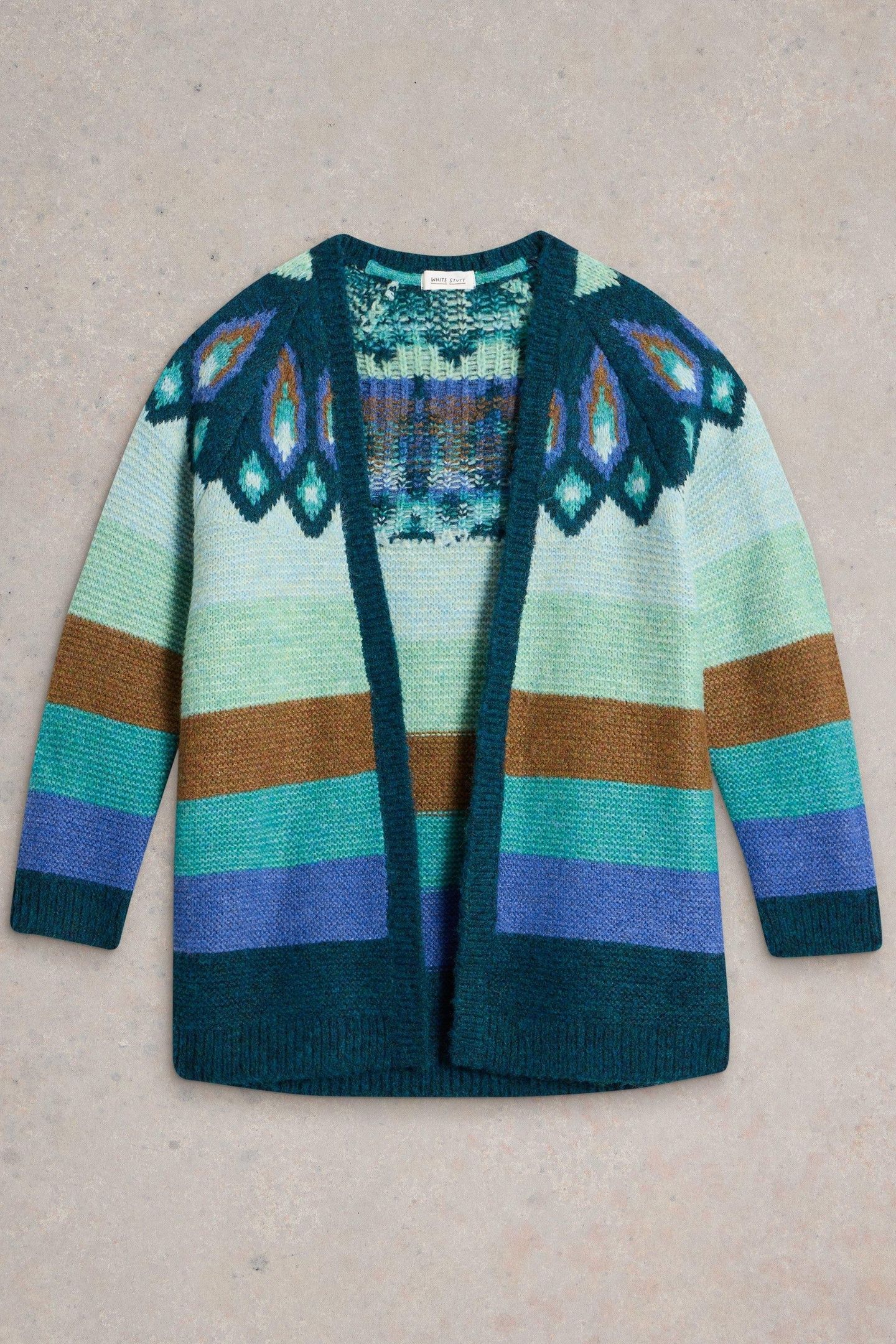NEW YORK FAIRISLE CARDI TEAL MULTI 3