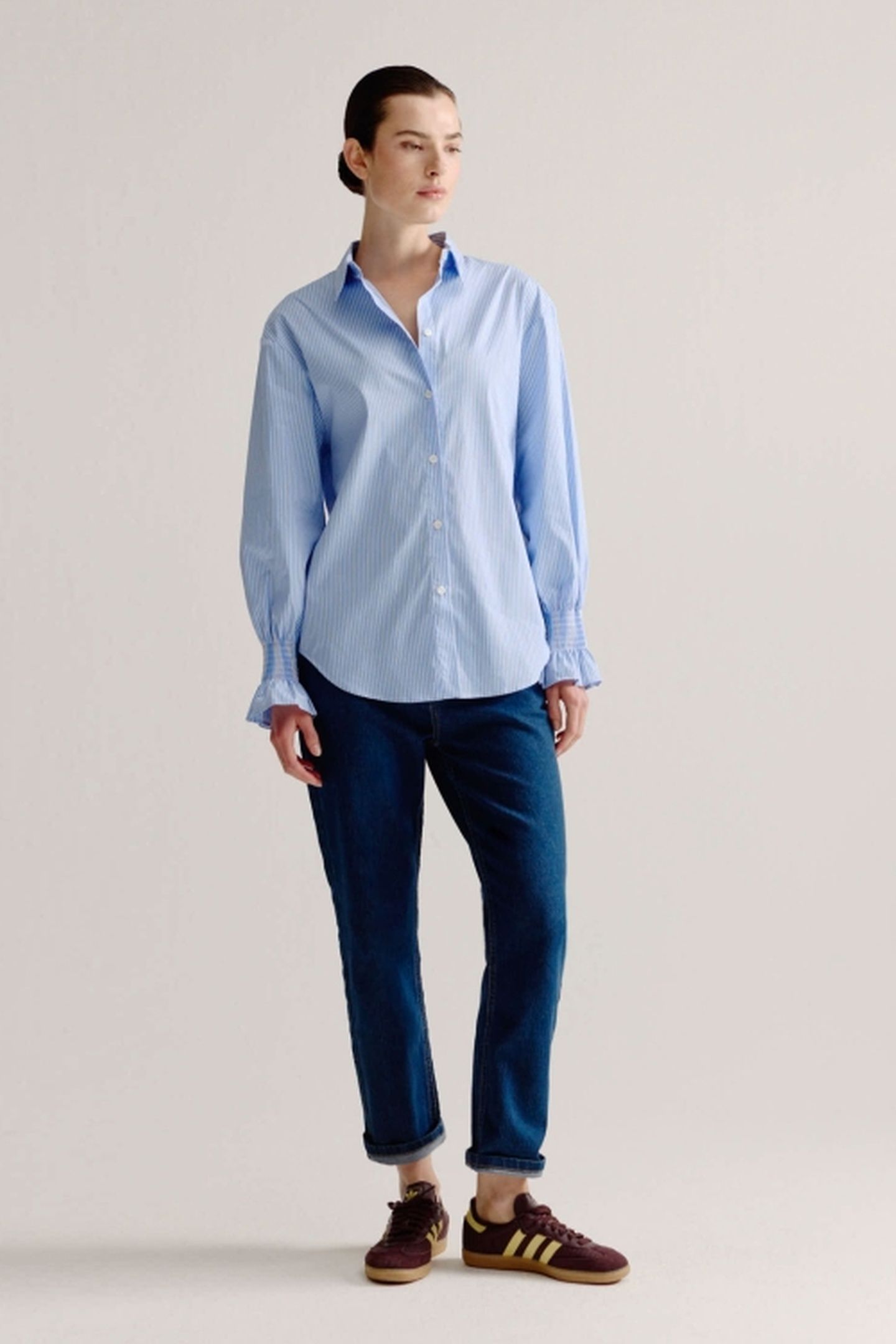LEONTIEN BLOUSE LIGHT BLUE STRIPE 1