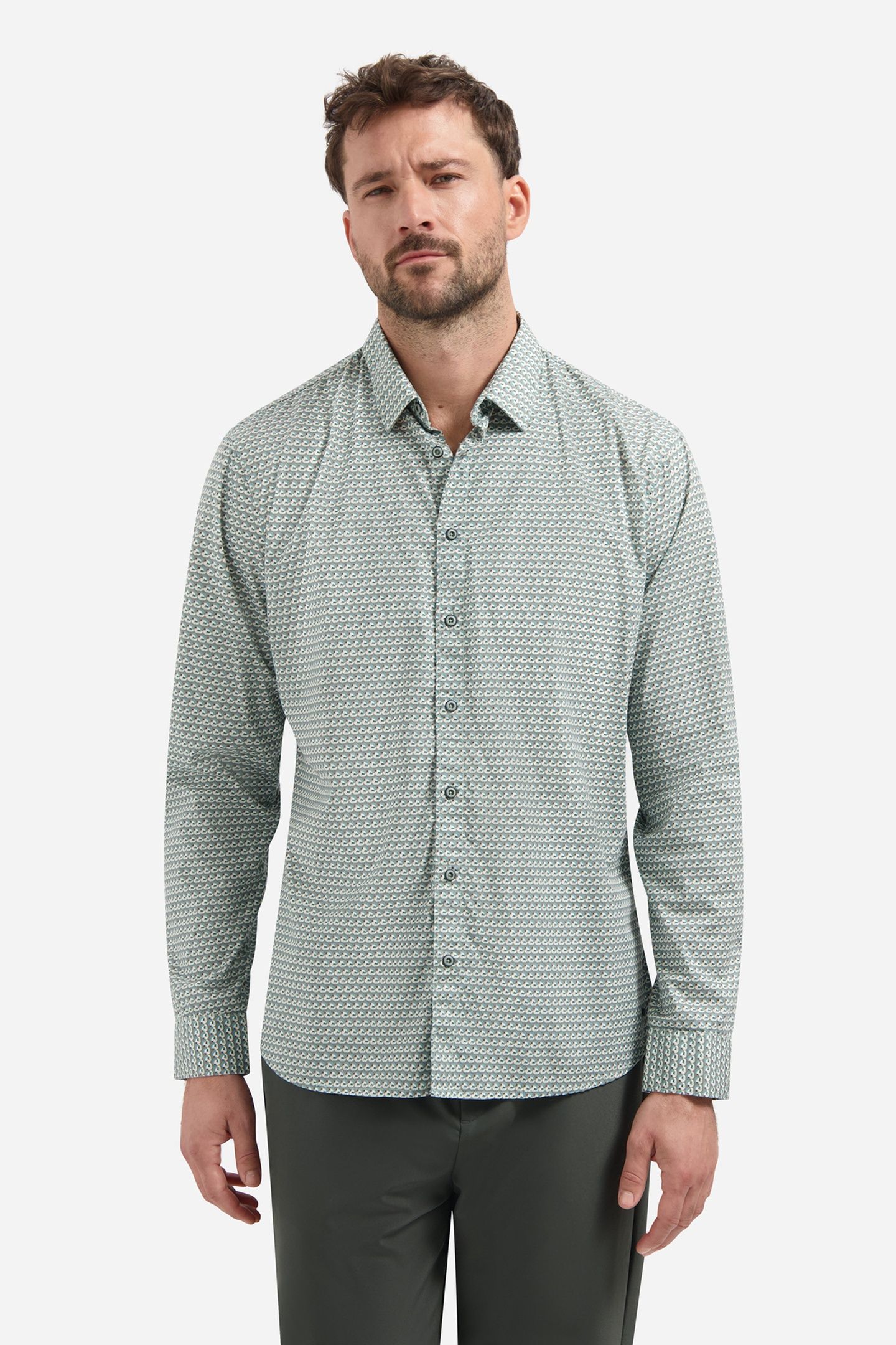 SHIRT STRETCH ALLOVER PRINTED SEABLUE 1