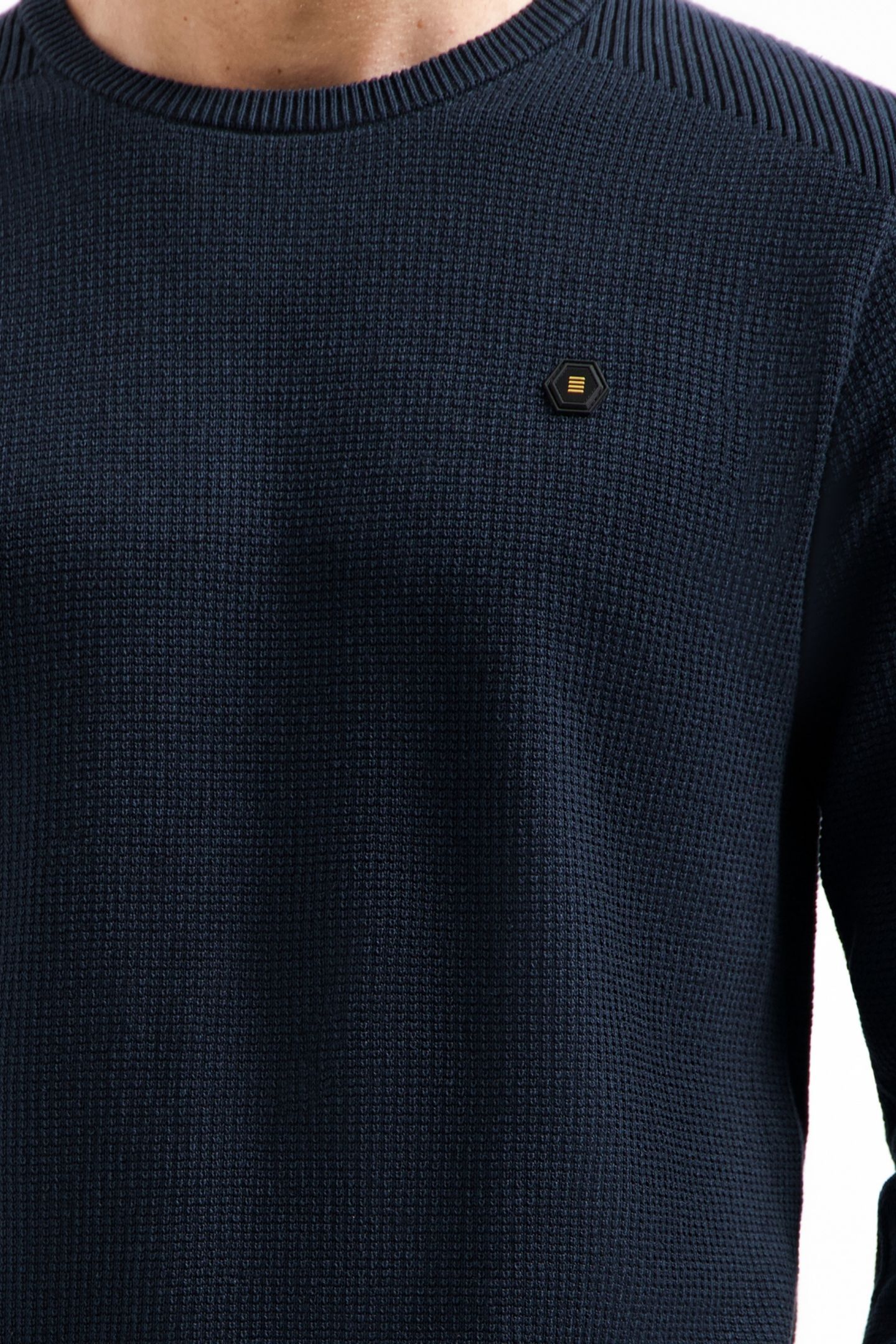 PULLOVER CREWNECK PLATED STRUCTURE KNIT NIGHT 7