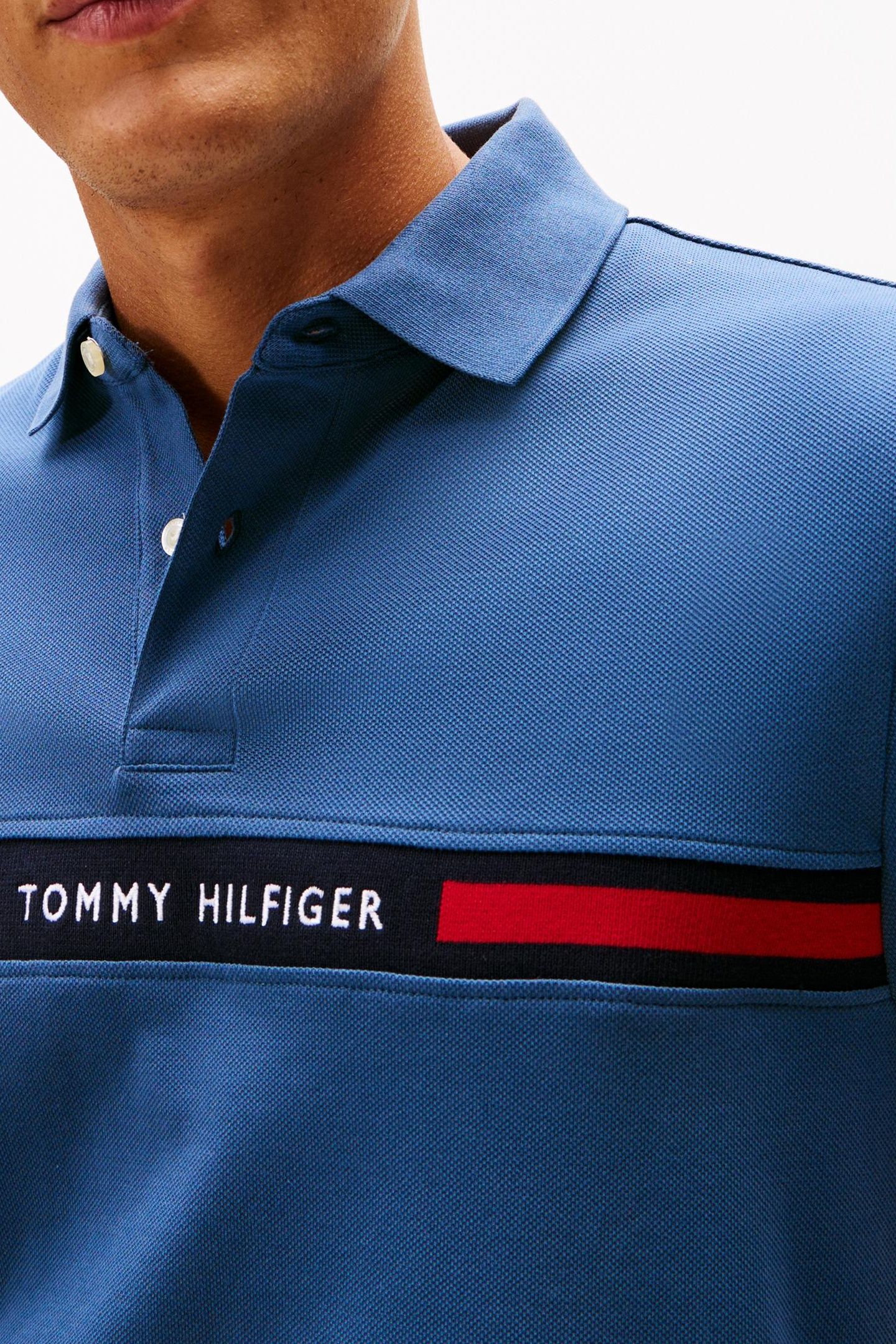HILFIGER CHEST INSERT POLO AEGEAN SEA 5