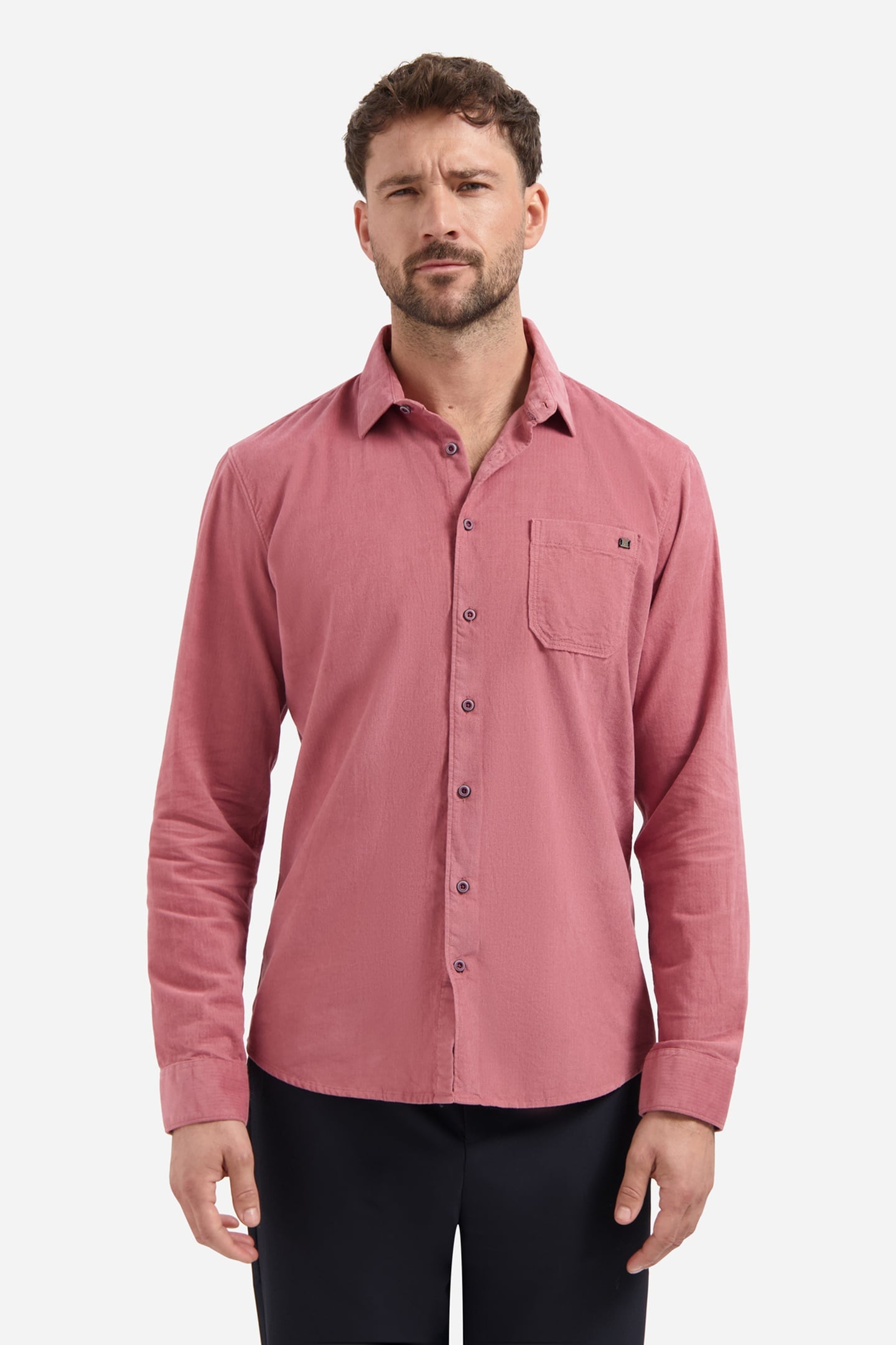 SHIRT HERRINGBONE FINE CORDUROY OLD PINK 1