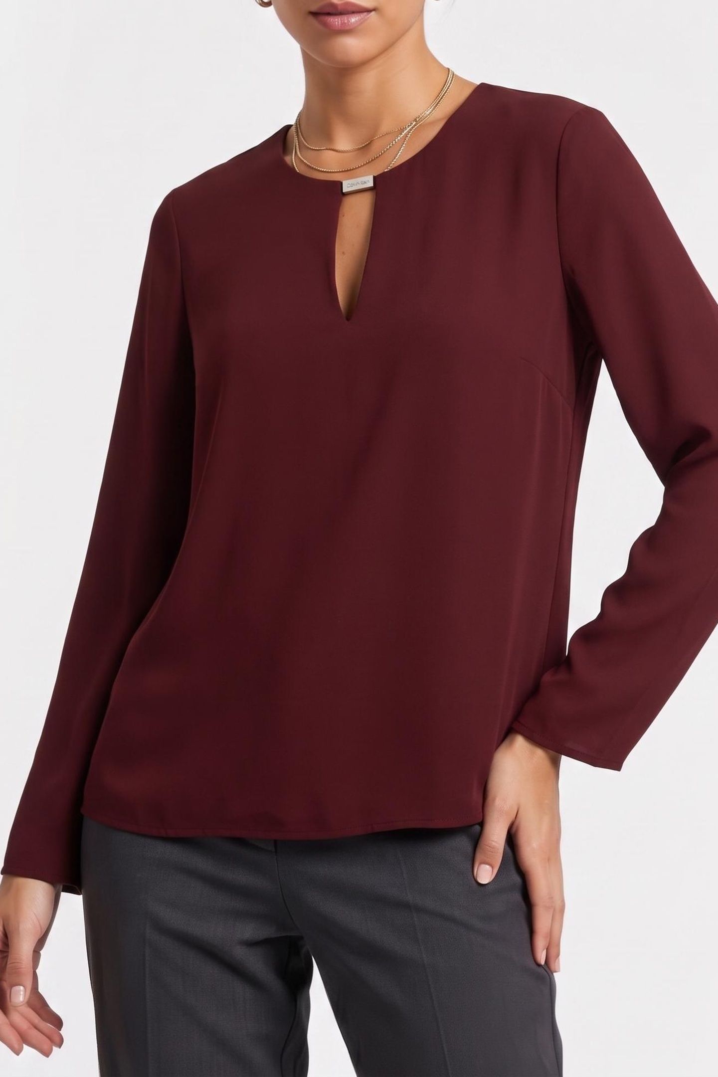 LONG SLEEVE HARDWARE TOP MERLOT 1