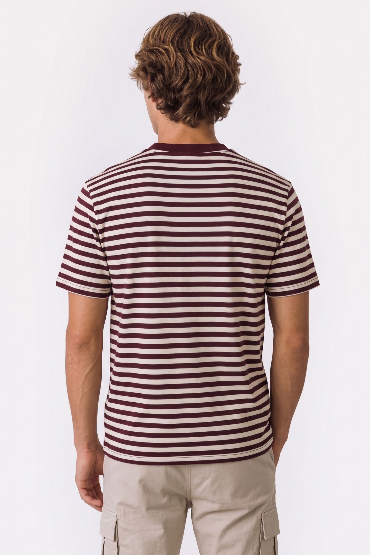 SHORT SLEEVE 20S STRIPE JERSEY TEE MOROCCAN BROWN 2