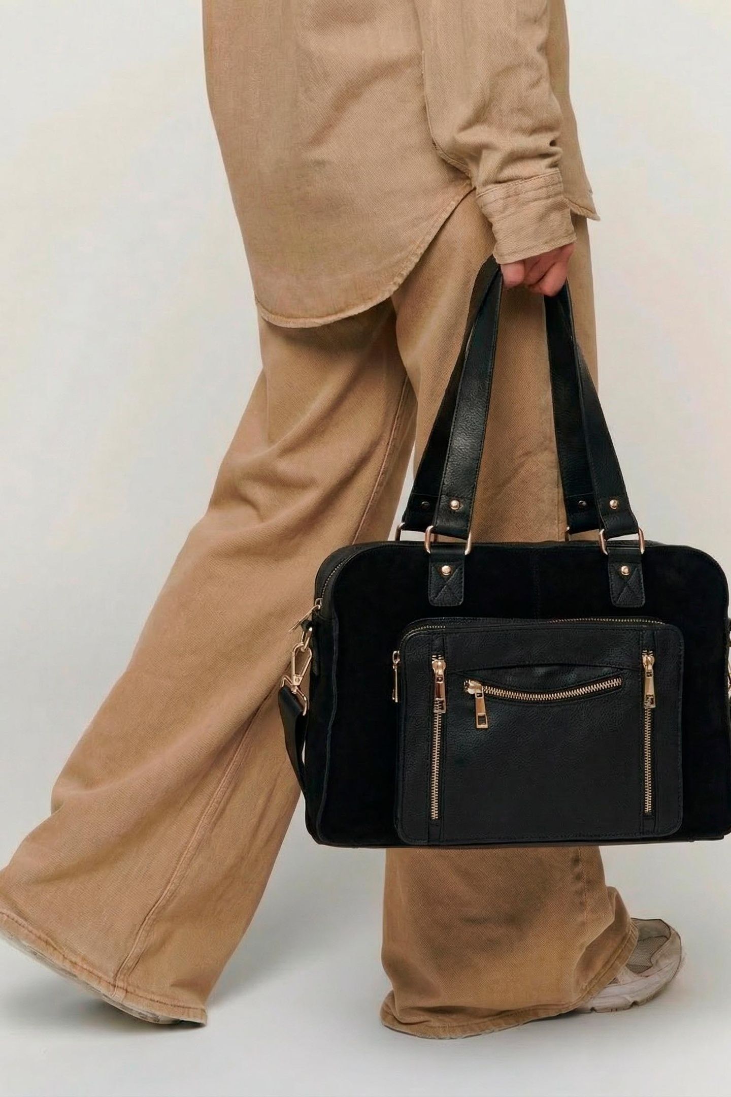 MILLE SUEDE MIX BLACK W. GOLD 5