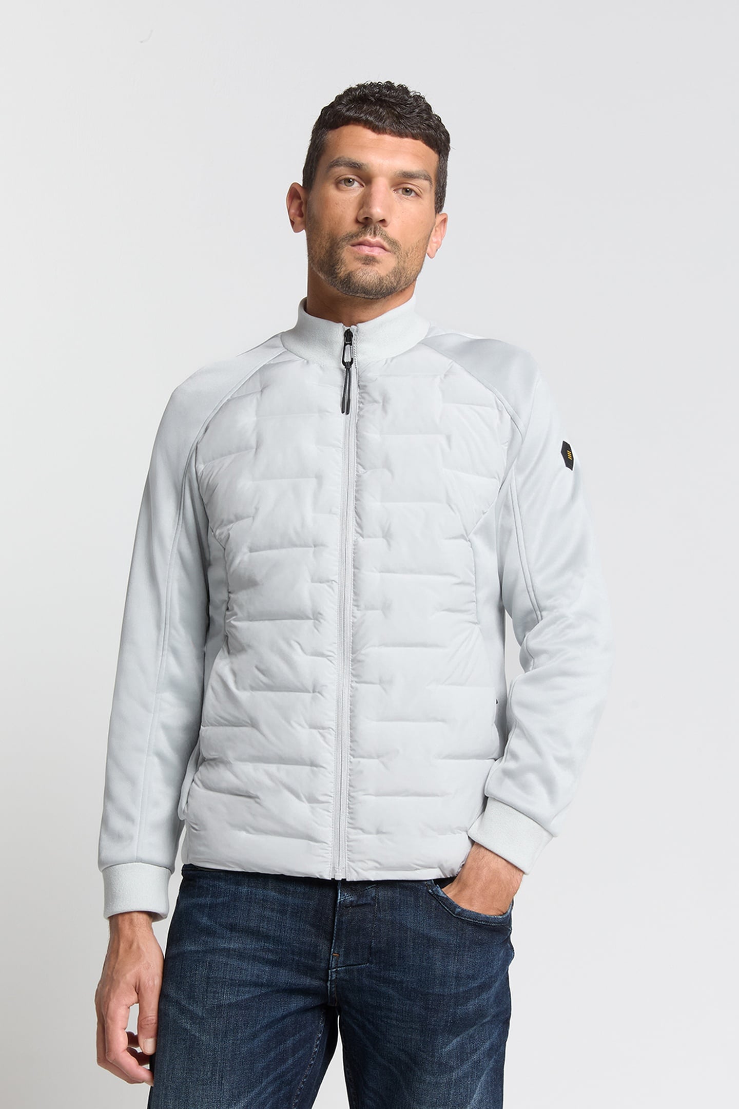 JACKET SHORT FIT SEALED KNITTED MIX CHALK 1