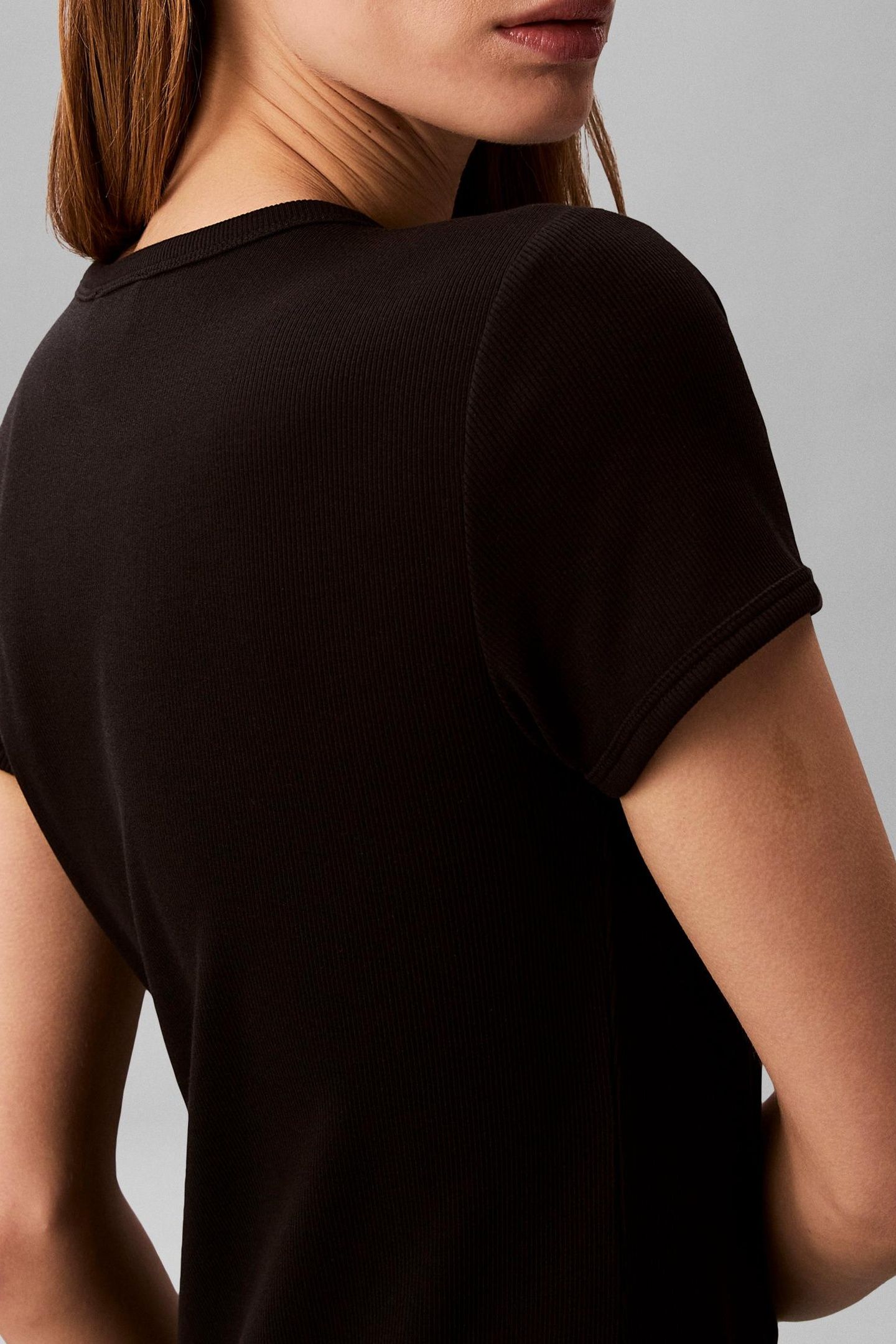 SHORT SLEEVE MONOLOGO 2X2 BABY RIB DRESS BLACK 5