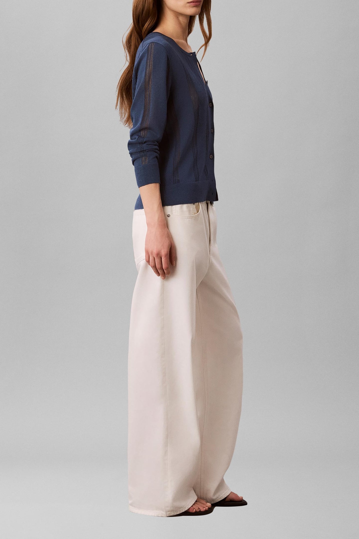 LINEN BLEND CARDIGAN DARK DENIM 2