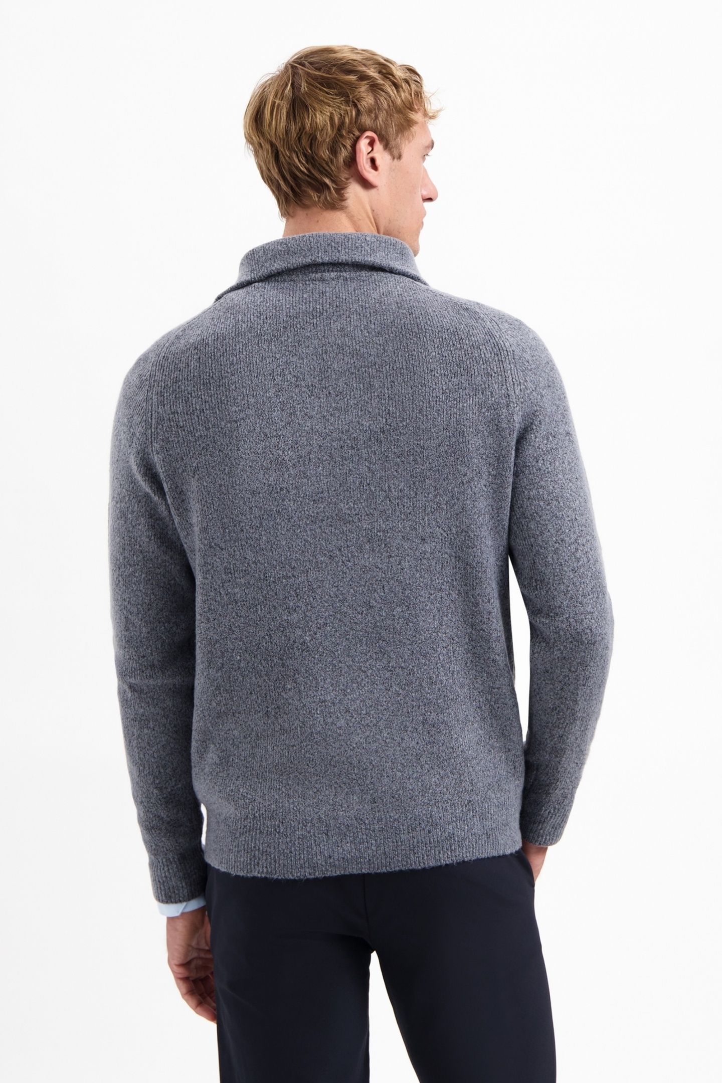 PULLOVER WING COLLAR HALF ZIP SOFT WOOLBLEND WASHED BLUE 3