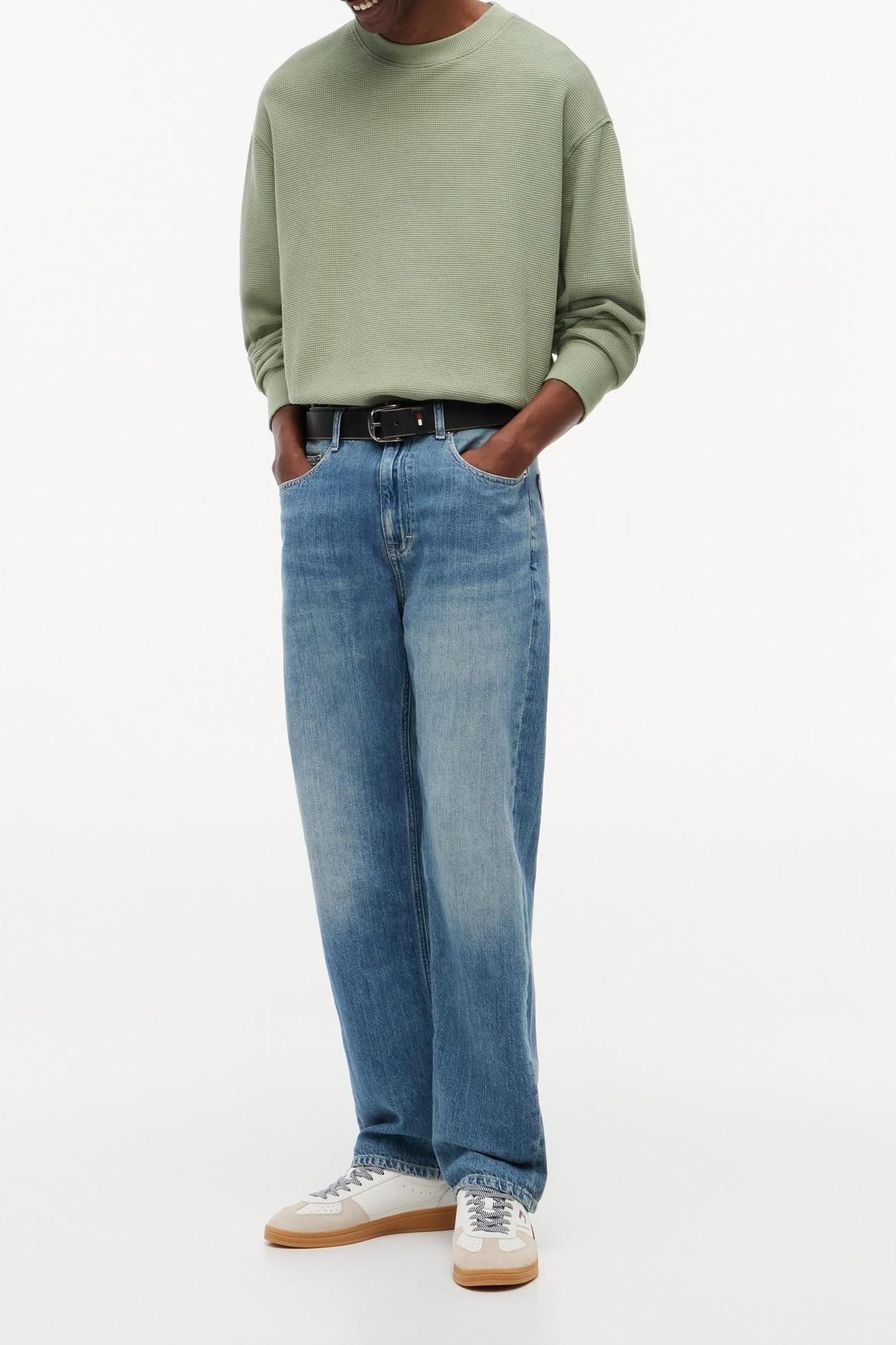 RELAXED WASHED WAFFLE KNIT SPRING OLIVE 3