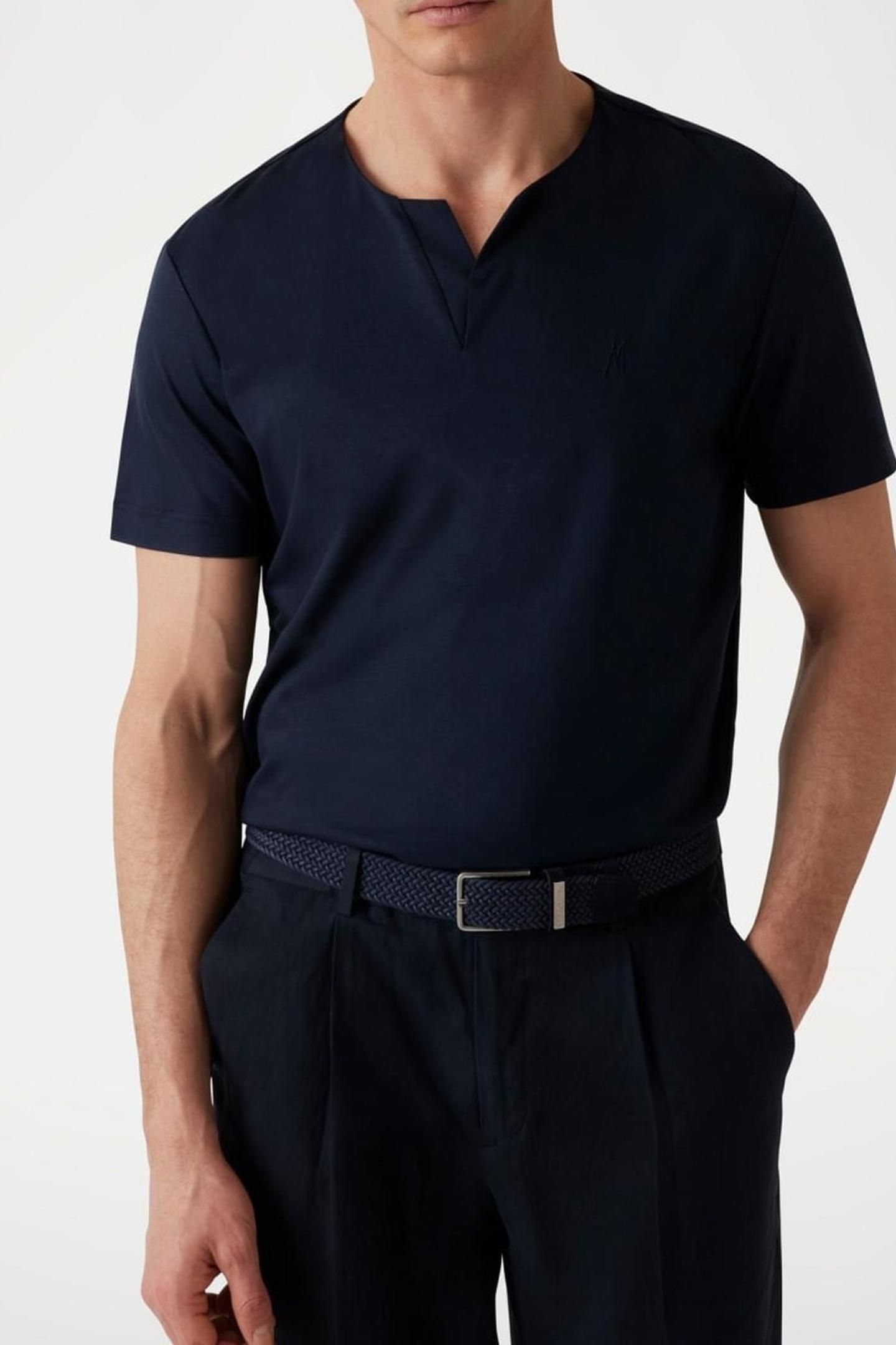 OPEN COLLAR SS TEE R NAVY SEA 2