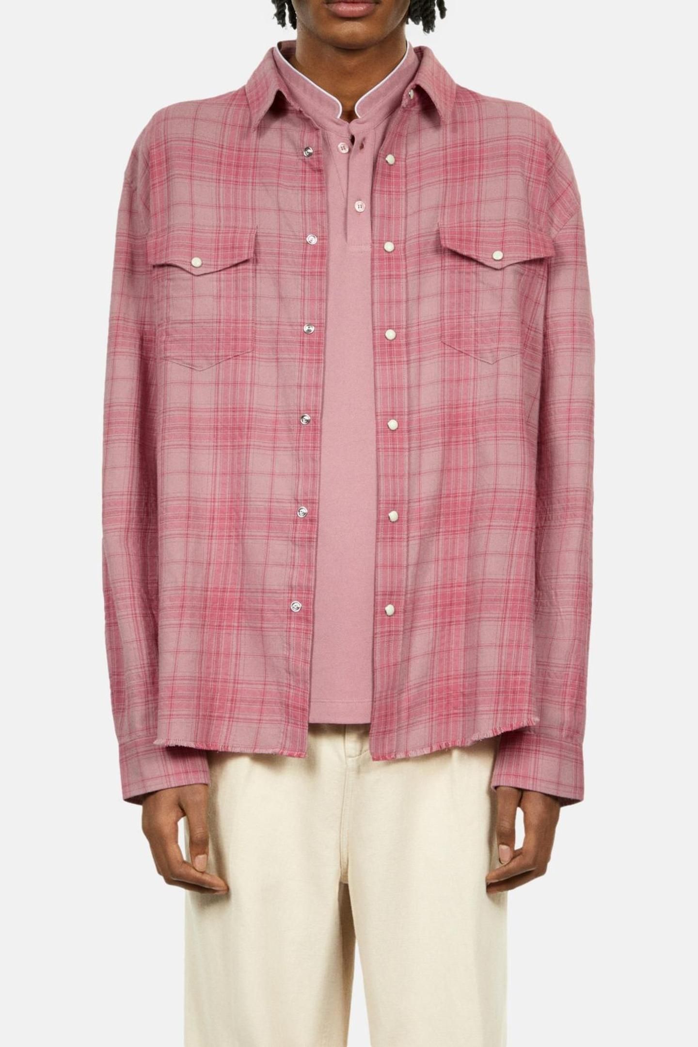 LONG-SLEEVED CHECKED SHIRT PINK WOOD 3