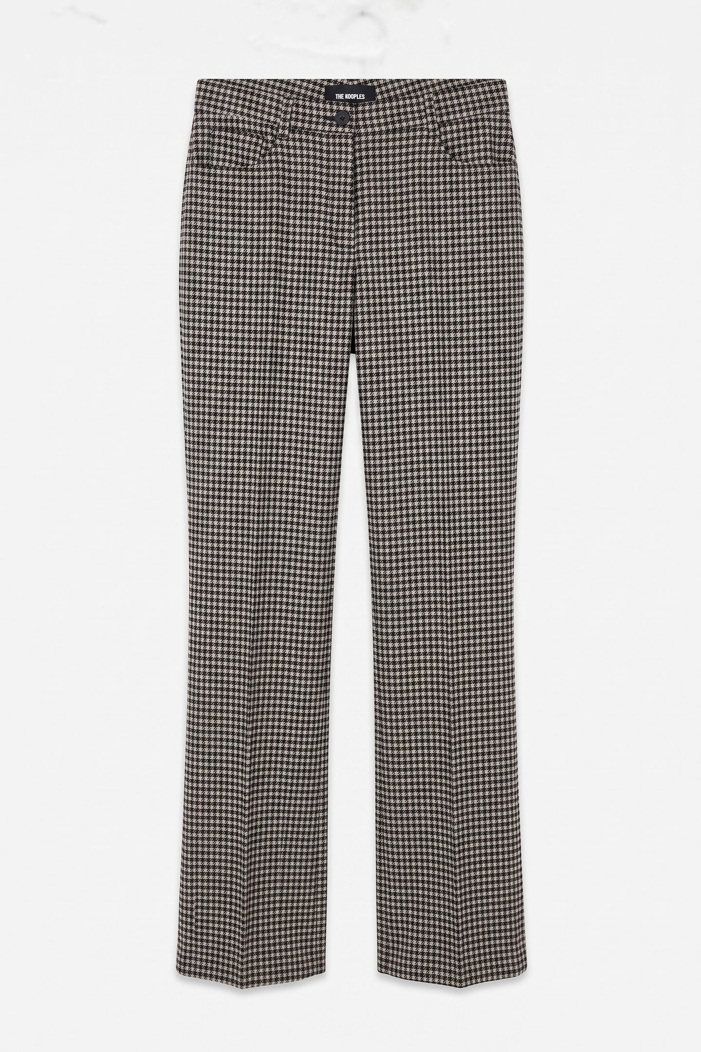 STRAIGHT LONG FLARE TROUSERS BLACK WHITE 3