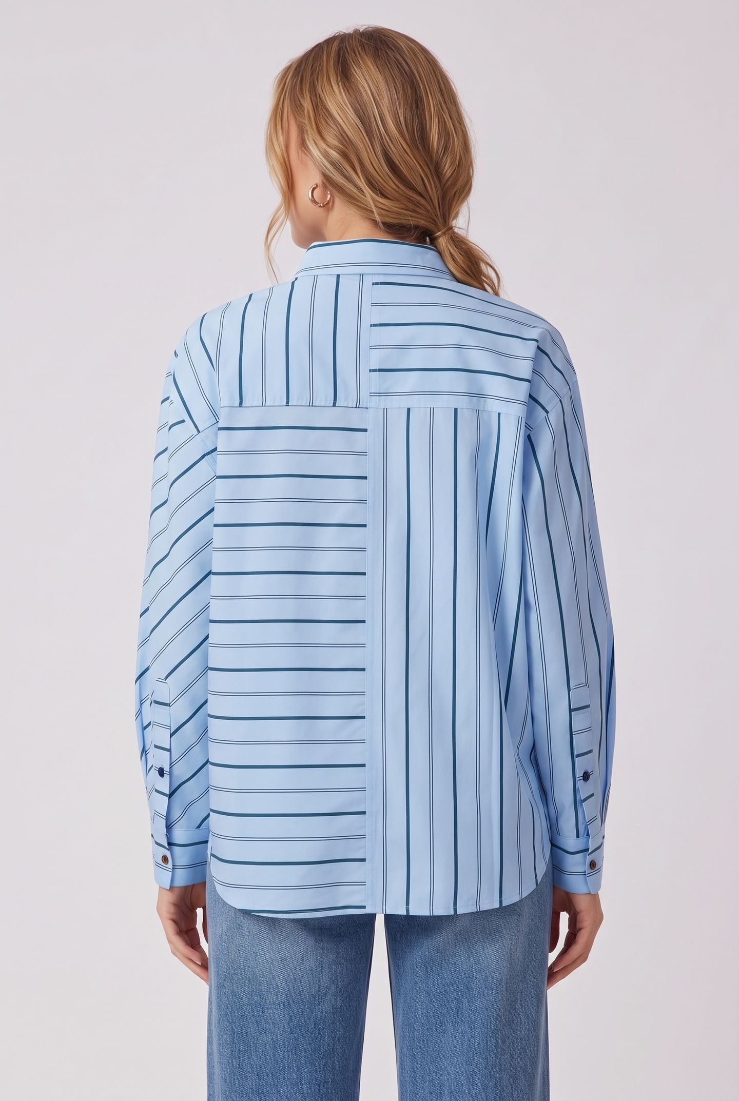 OVERSIZED SHIRT CERULEAN MULTI PINSTRIPE 2