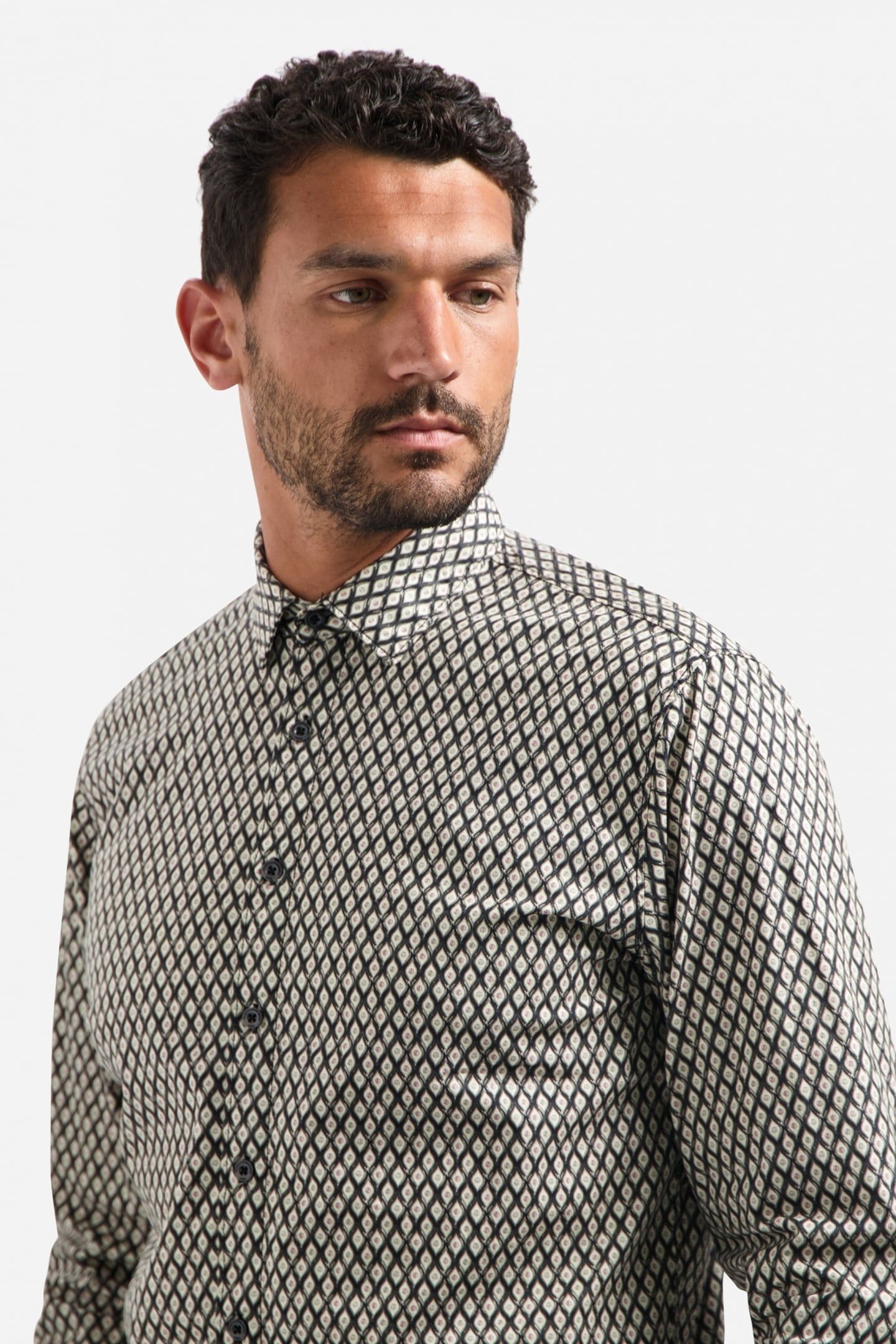 SHIRT STRETCH ALLOVER PRINTED BLACK 1