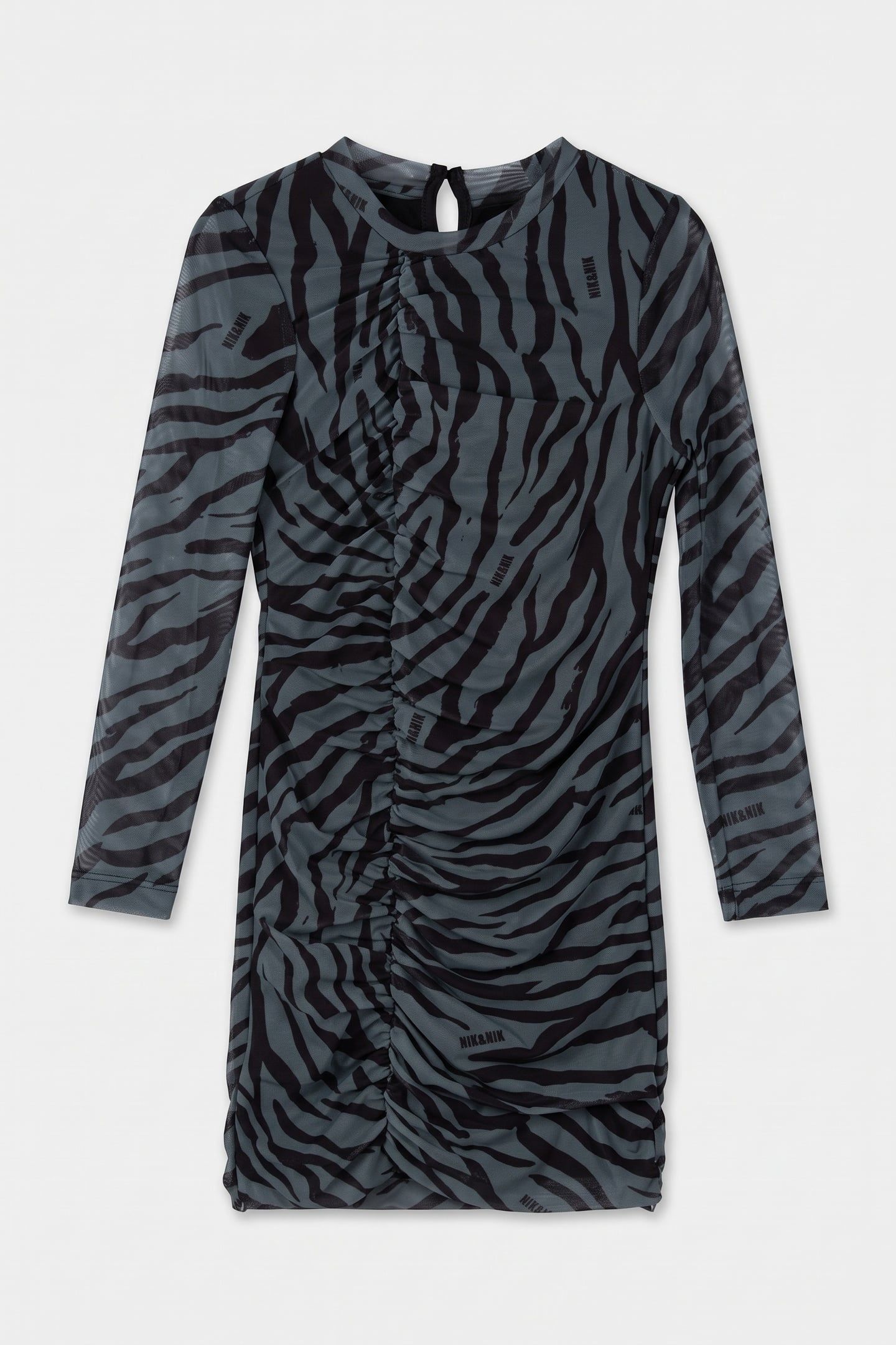 ZEBRA MESH DRESS GREY GREEN 2