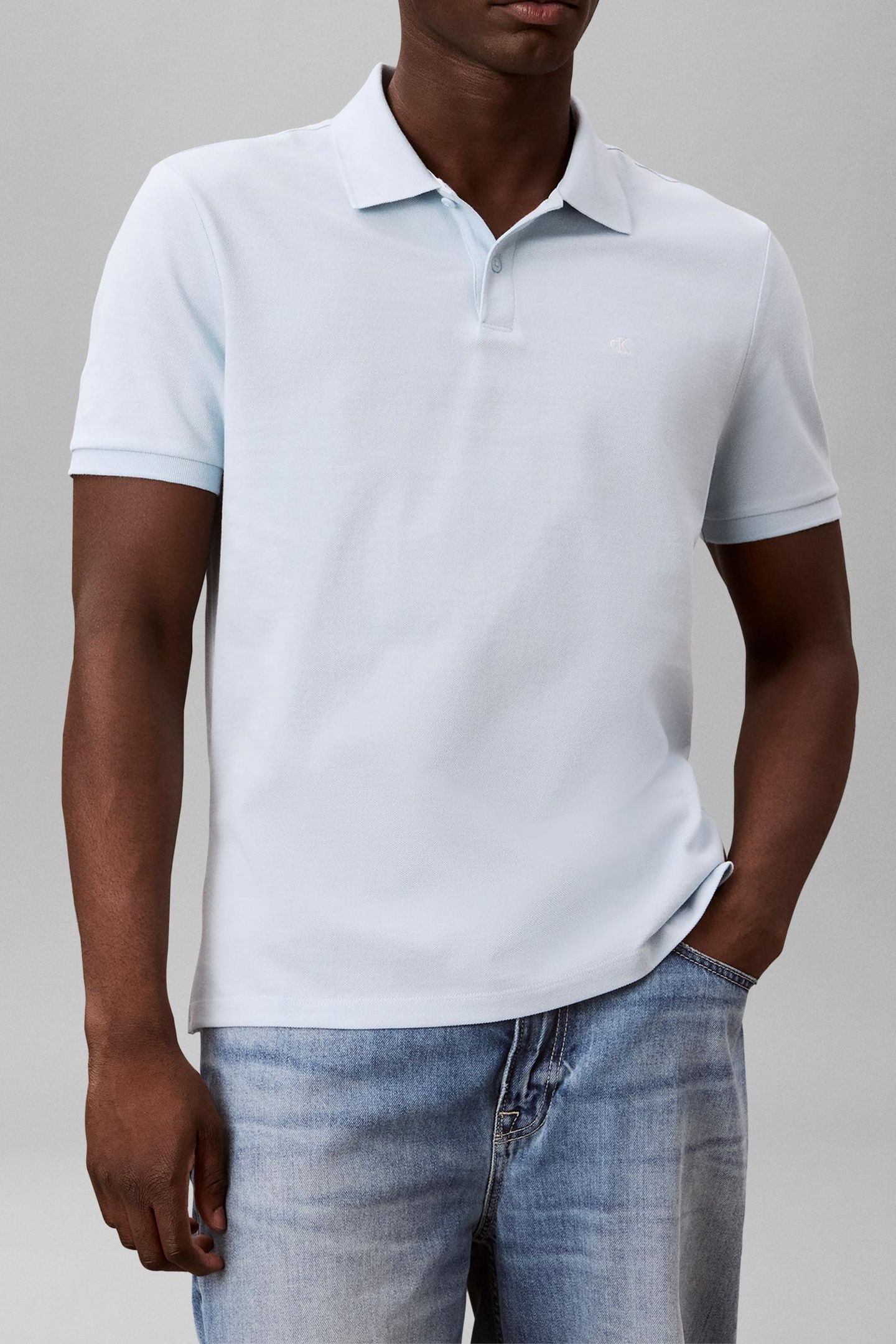 SHORT SLEEVE MONOGRAM PIQUE POLO WINTER SKY 1