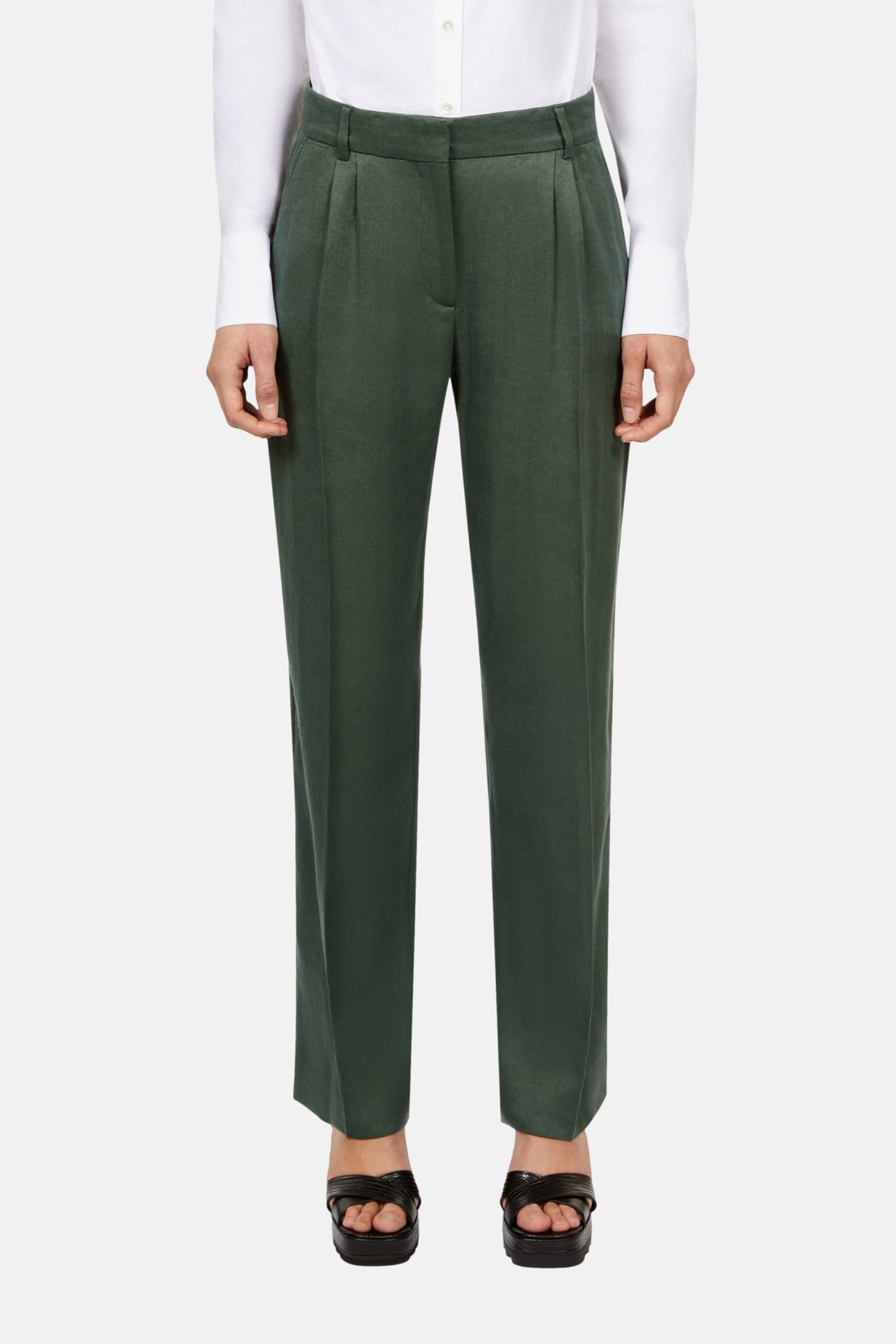 PLEATED SUIT TROUSERS WOOD KAKI 1